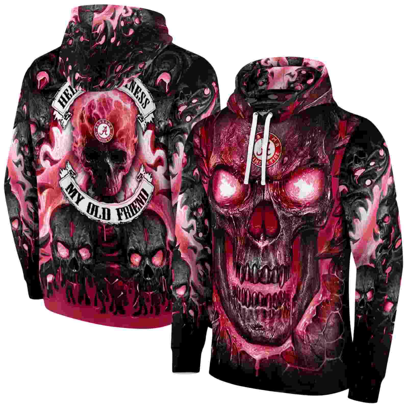 alabama crimson tide demonic skull crimson black hoodie fashion forward