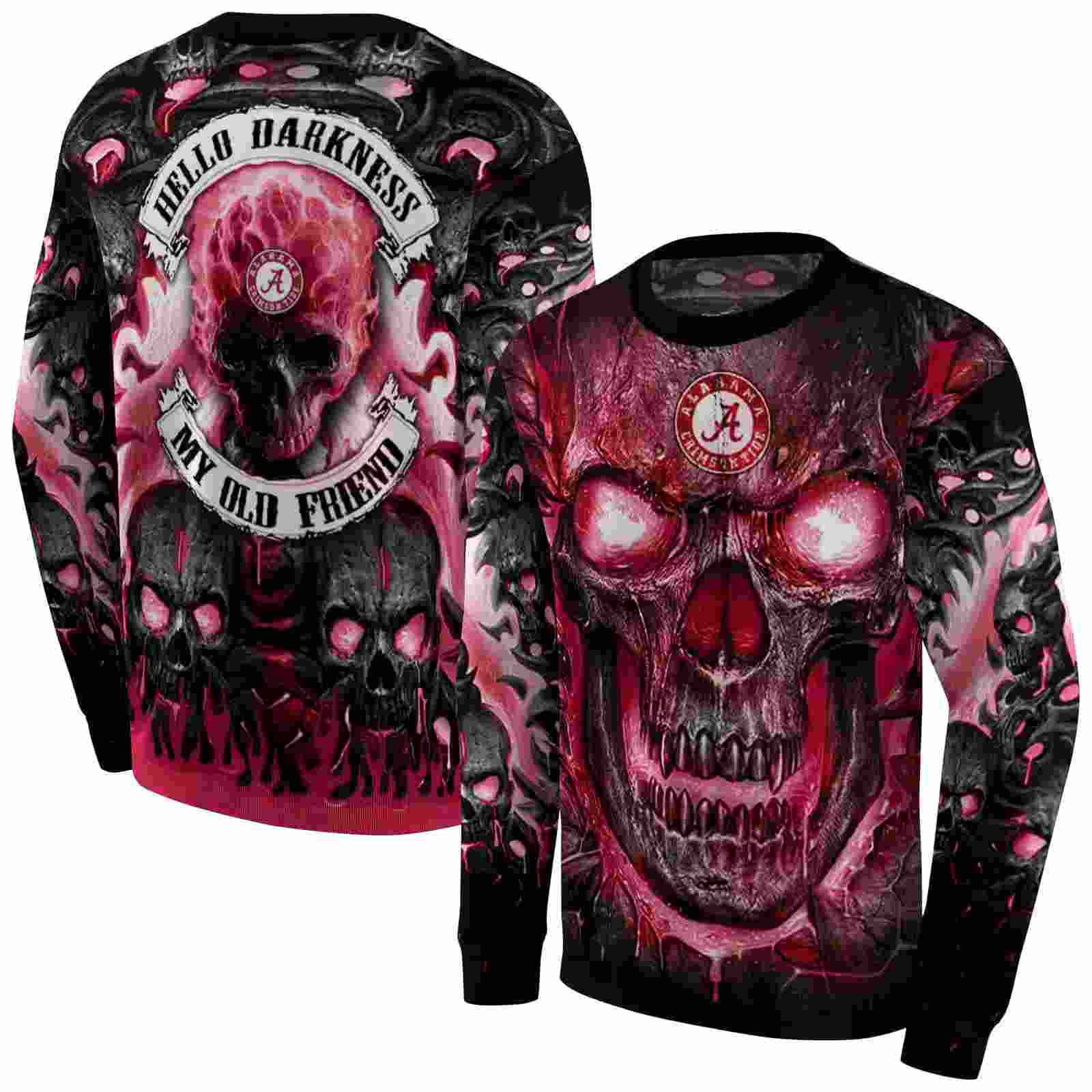 alabama crimson tide demonic skull crimson black hoodie premium grade