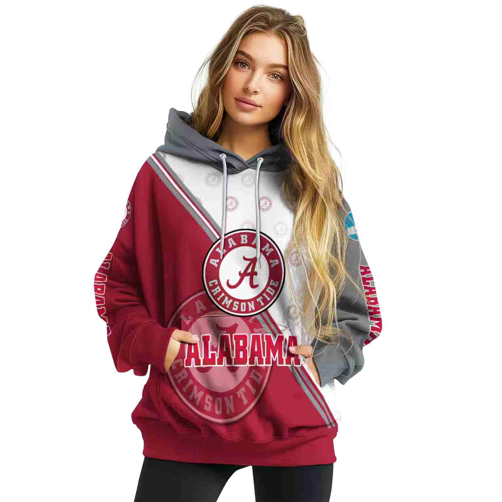 alabama crimson tide diagonal stripe crimson white hoodie high quality