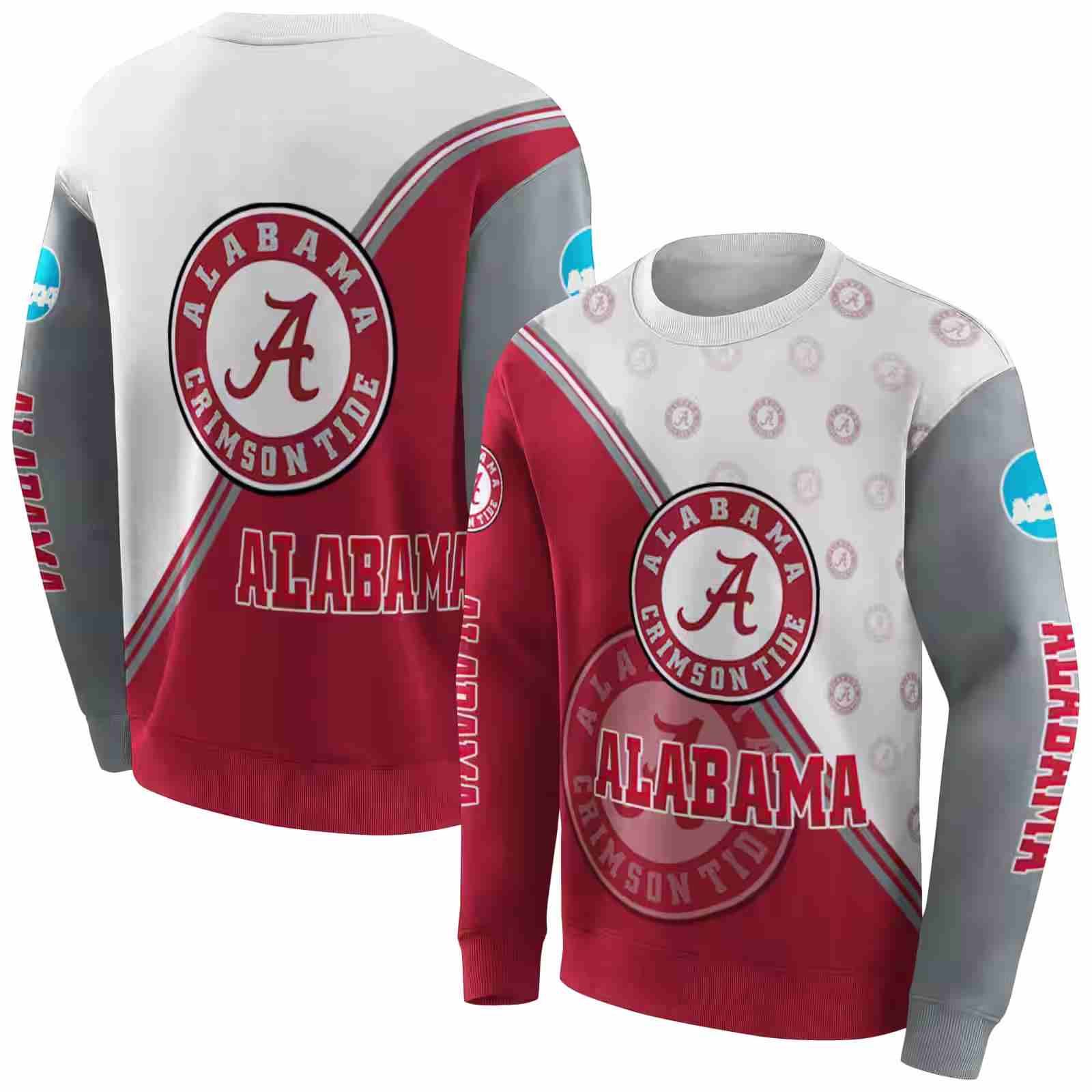 alabama crimson tide diagonal stripe crimson white hoodie premium grade