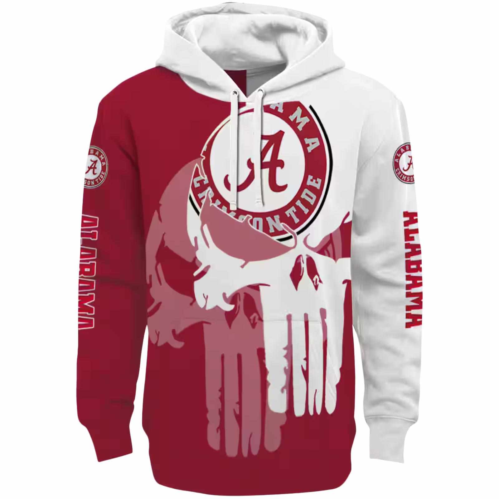 Alabama Crimson Tide Graphic Punisher Crimson White Hoodie