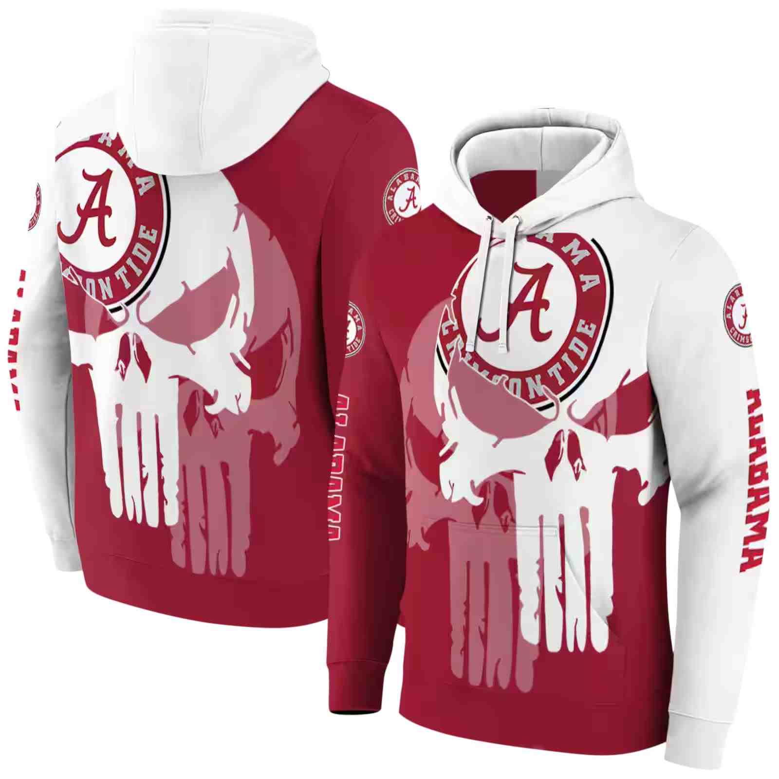 alabama crimson tide graphic punisher crimson white hoodie fashion forward