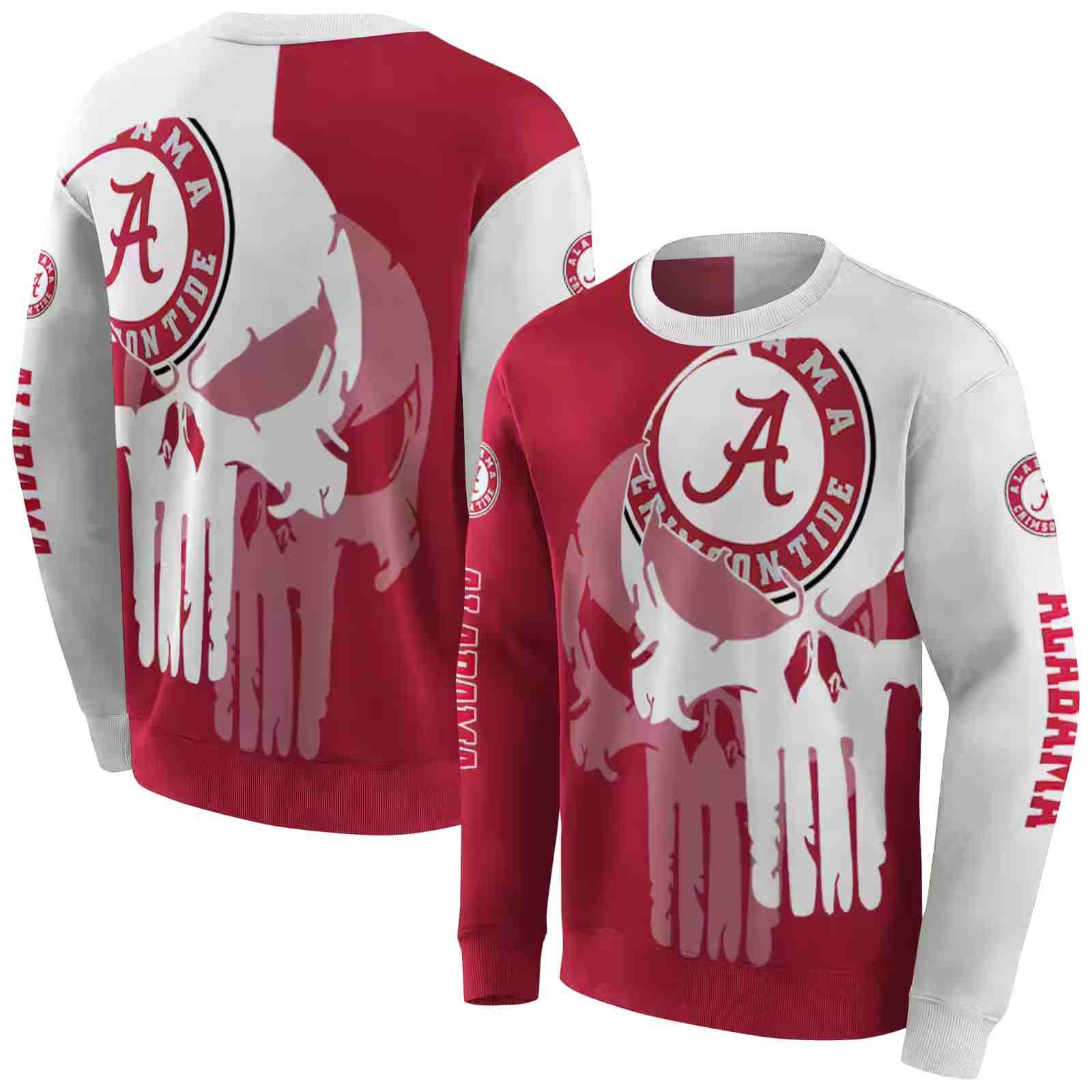 alabama crimson tide graphic punisher crimson white hoodie premium grade