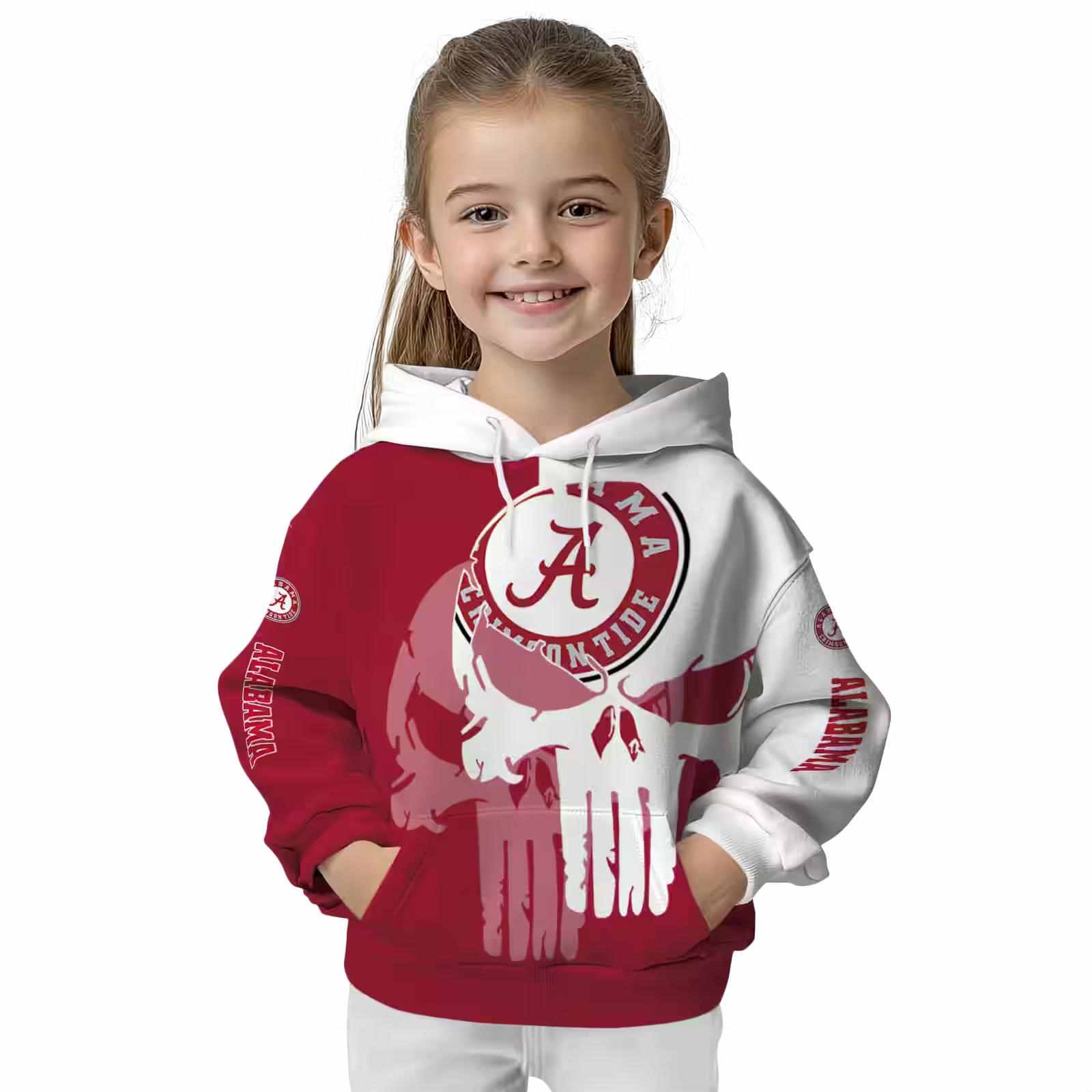 alabama crimson tide graphic punisher crimson white hoodie top rated