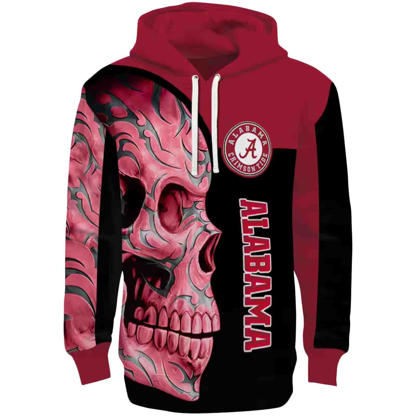 Alabama Crimson Tide Skull Motif Crimson Black Hoodie