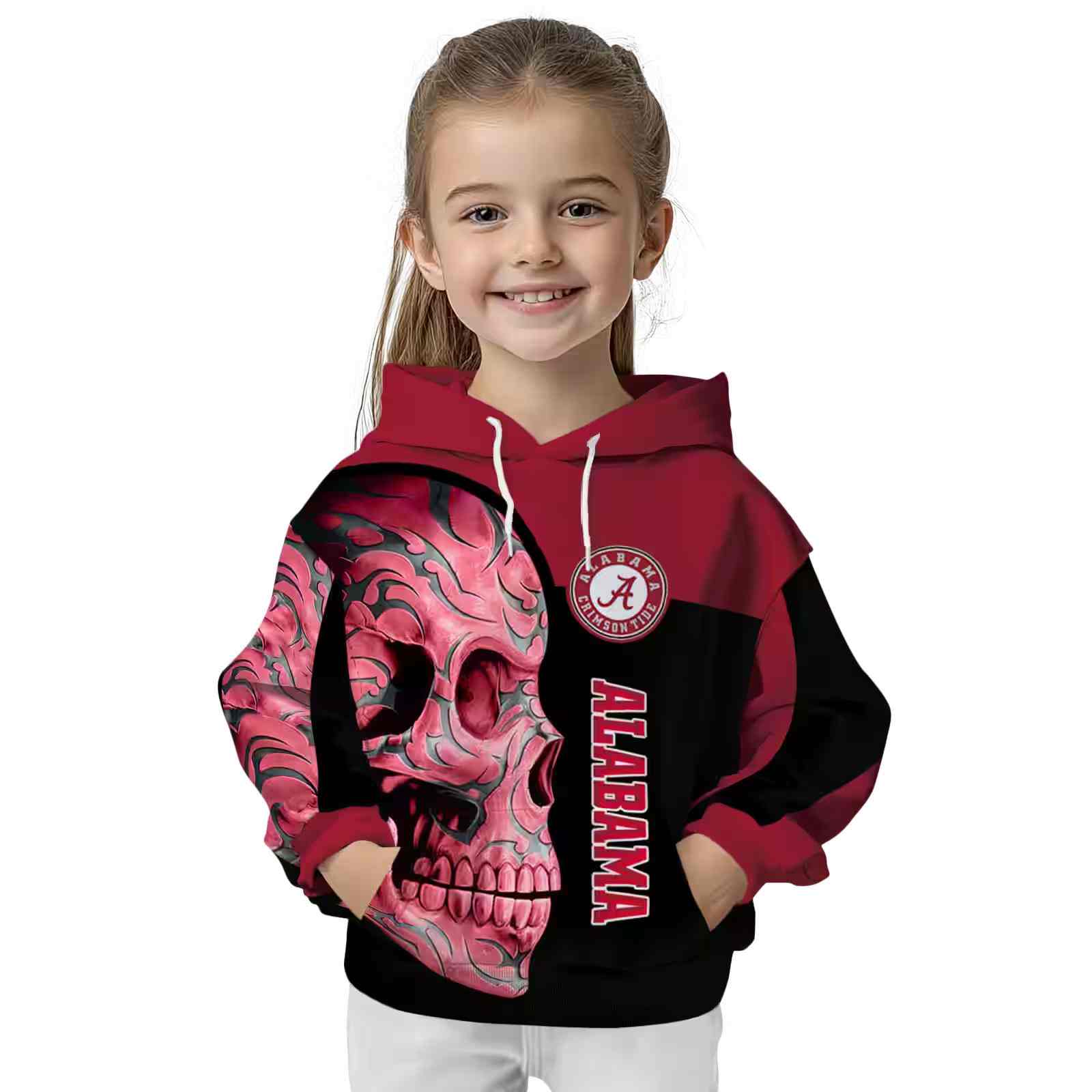 alabama crimson tide skull motif crimson black hoodie top rated