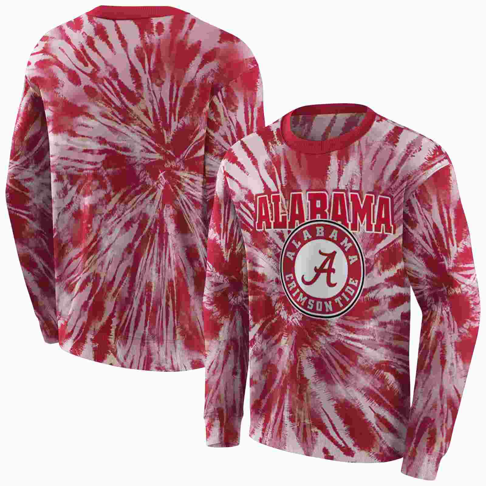 alabama crimson tide tie dye pattern crimson hoodie premium grade