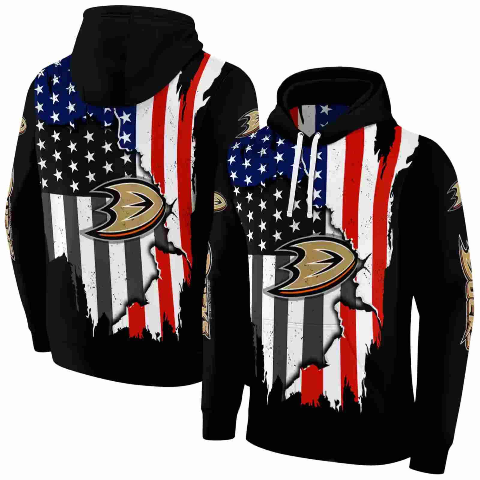 anaheim ducks american pride black hoodie fashion forward