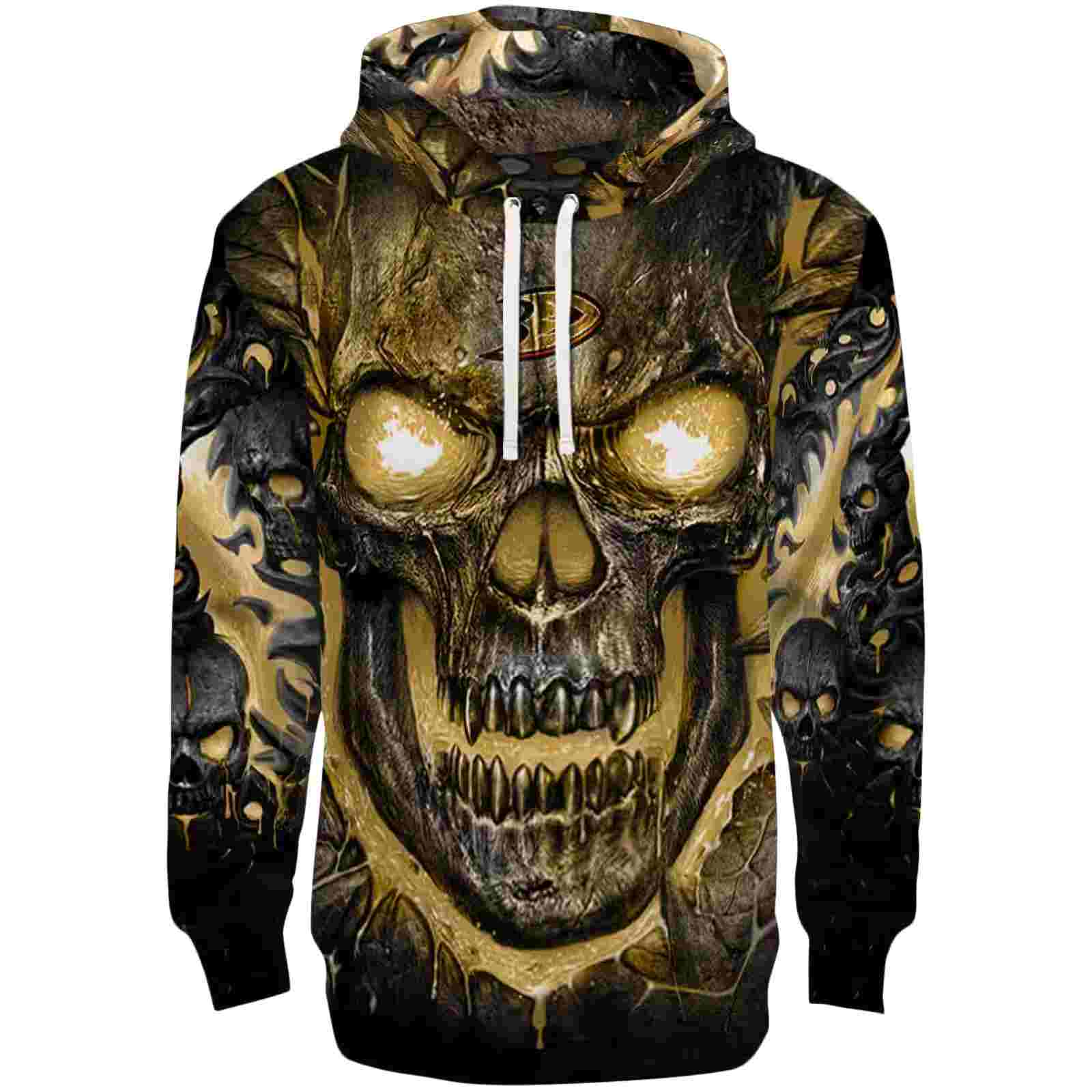 Anaheim Ducks Demonic Skull Gold Black Hoodie