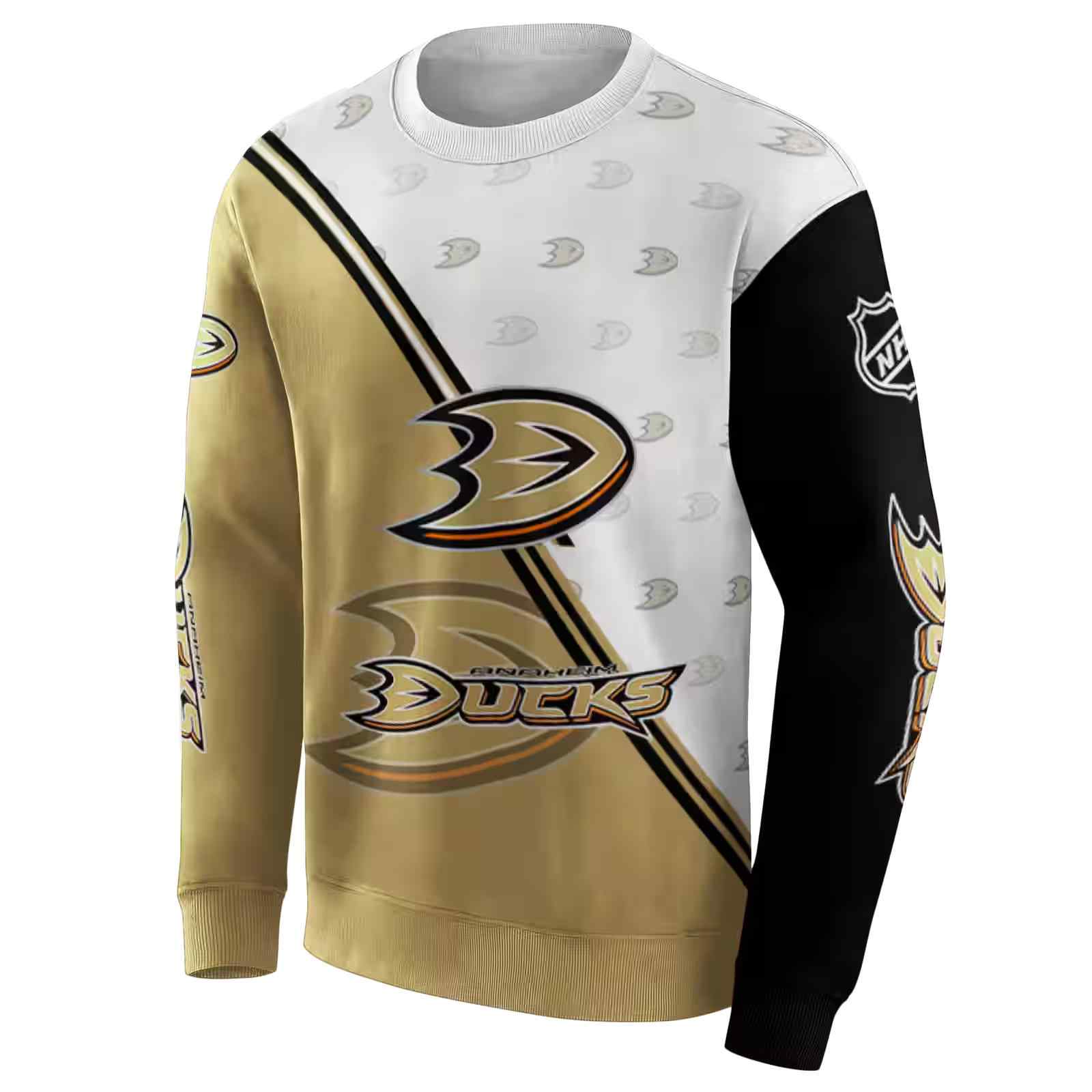 anaheim ducks diagonal stripe gold white hoodie new arrival