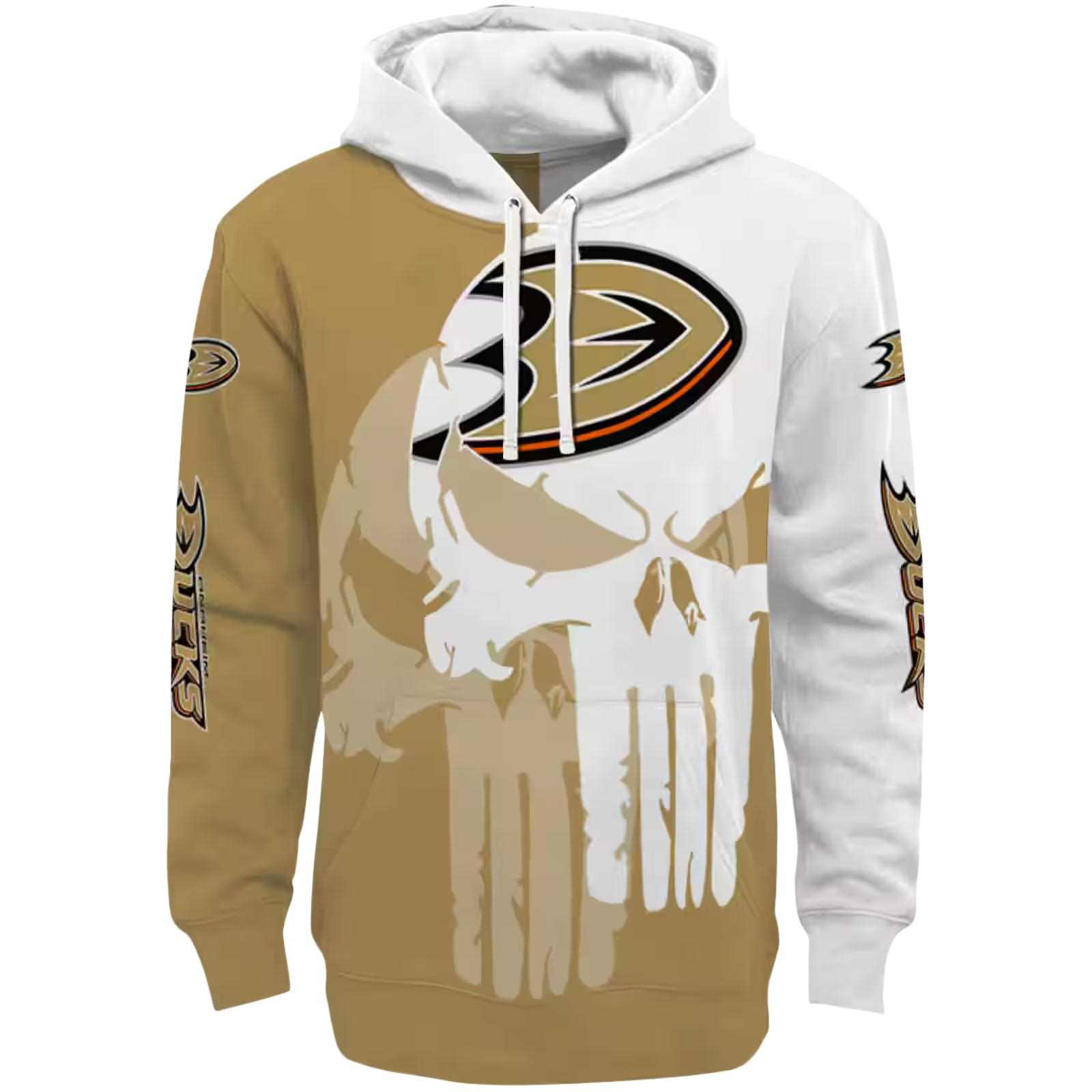 Anaheim Ducks Graphic Punisher Gold White Hoodie