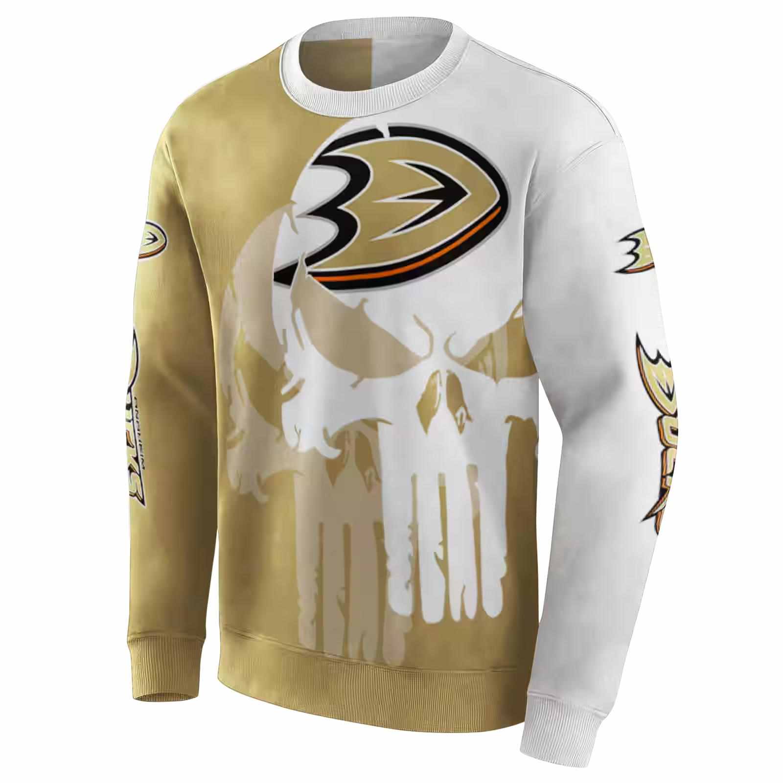 anaheim ducks graphic punisher gold white hoodie new arrival