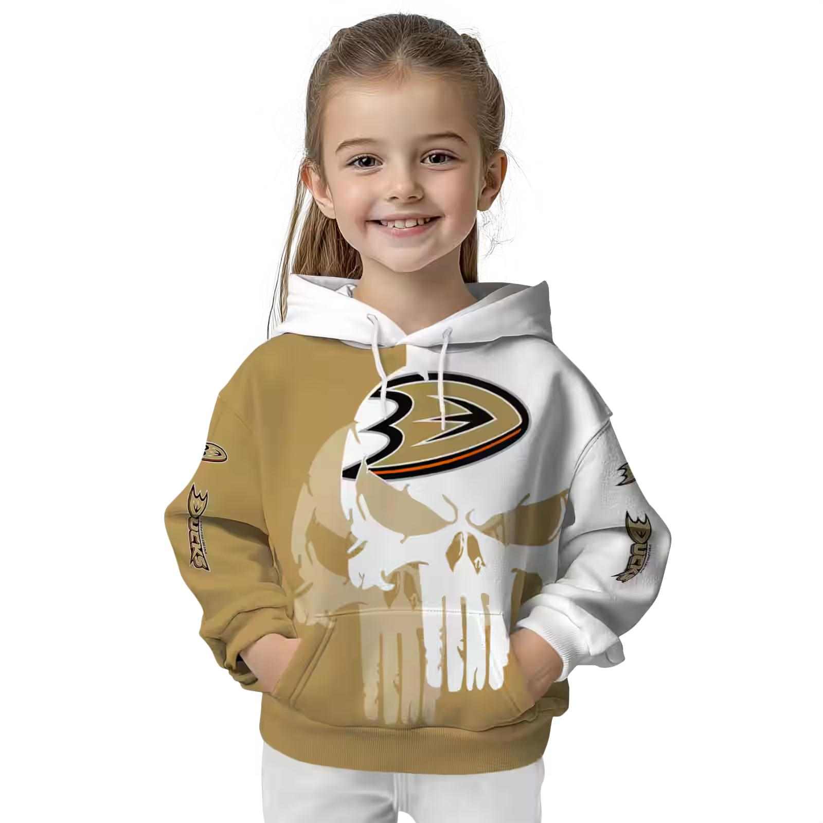 anaheim ducks graphic punisher gold white hoodie top rated