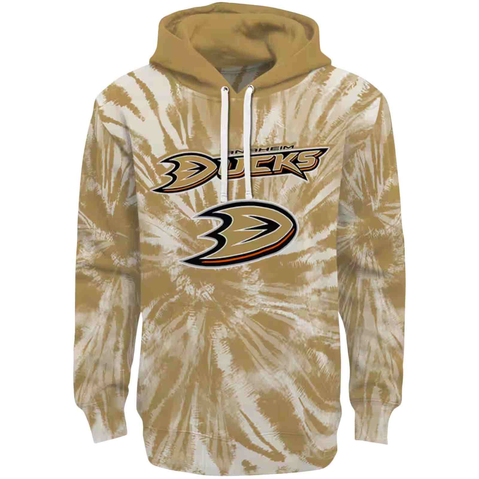 Anaheim Ducks Tie Dye Pattern Gold Hoodie