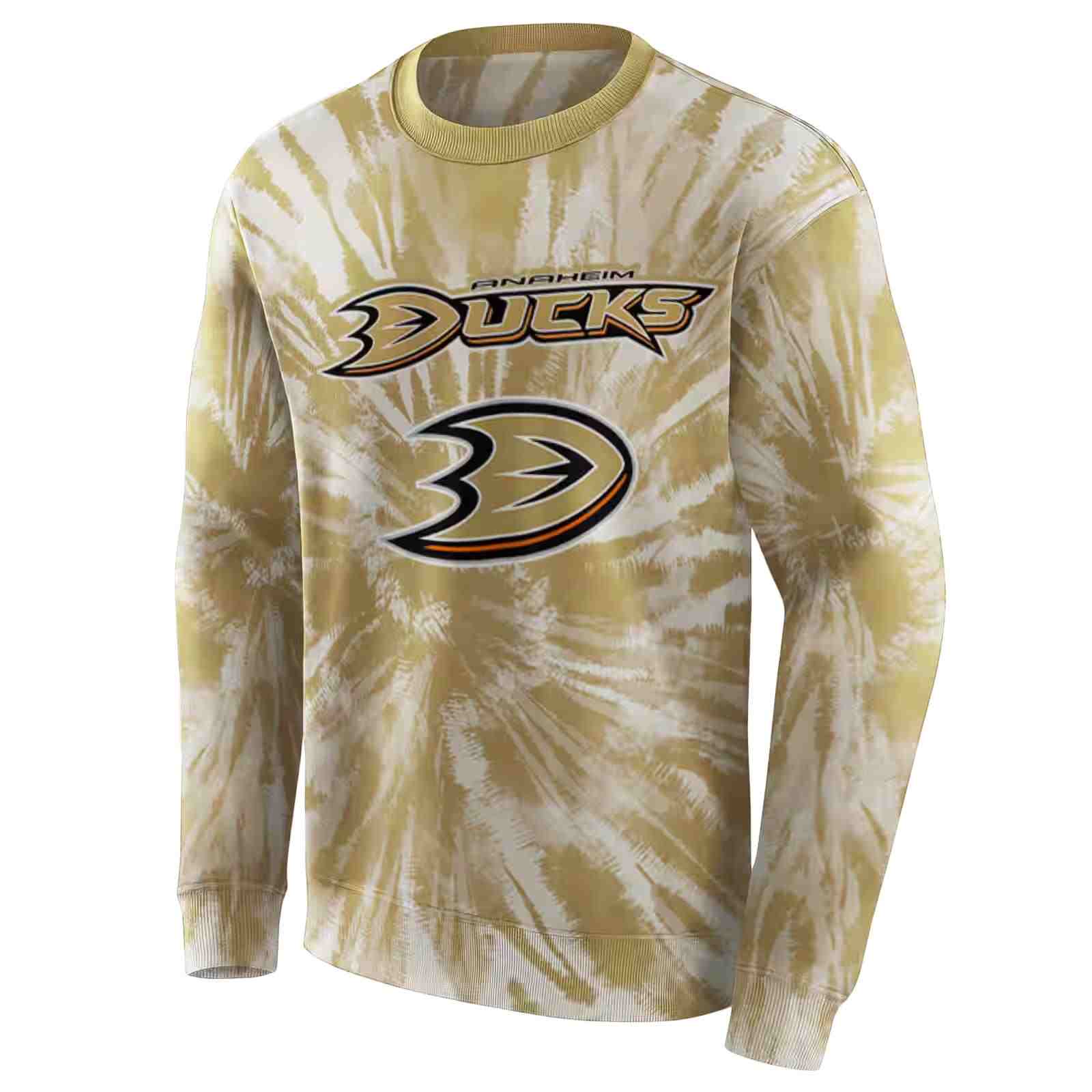 anaheim ducks tie dye pattern gold hoodie new arrival