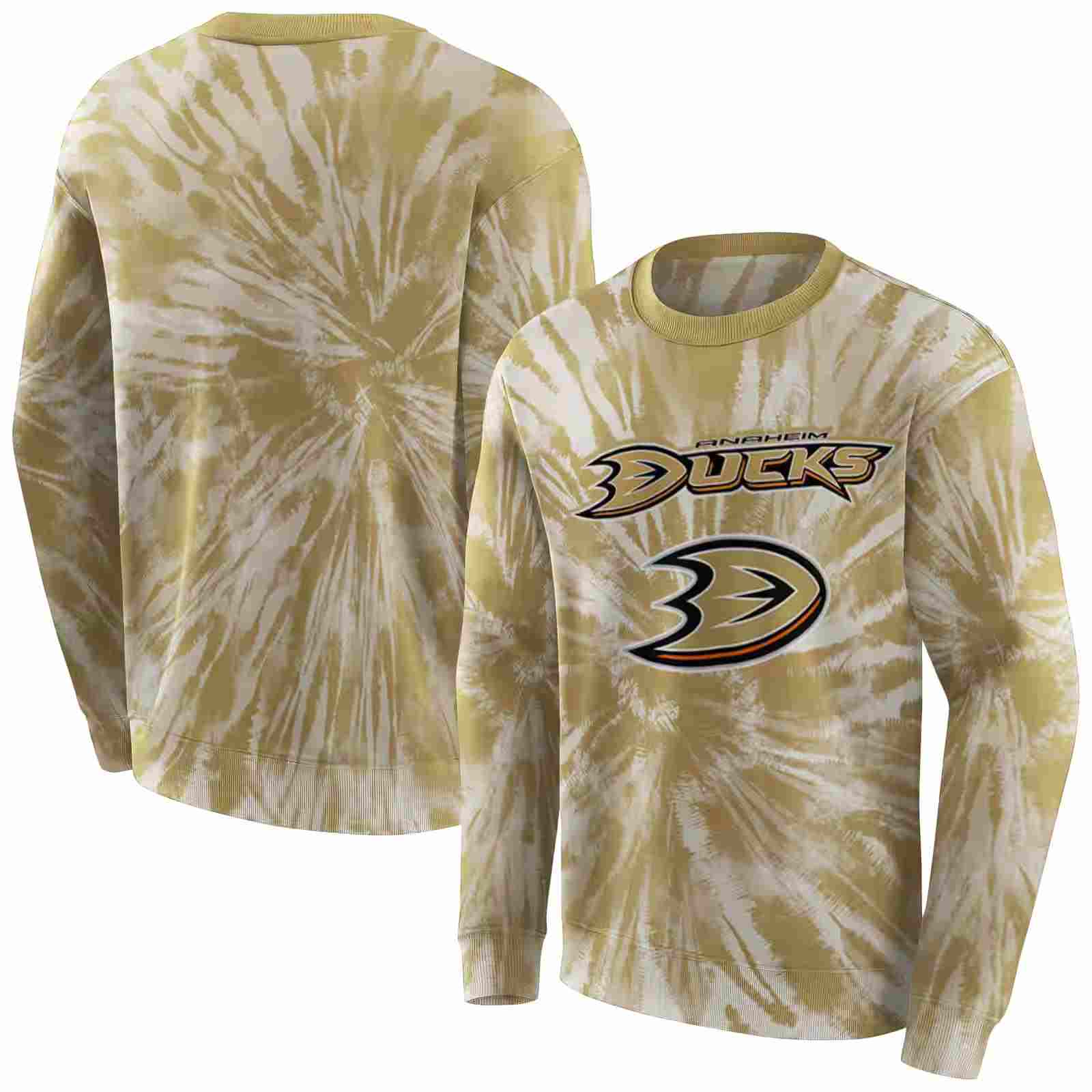 anaheim ducks tie dye pattern gold hoodie premium grade