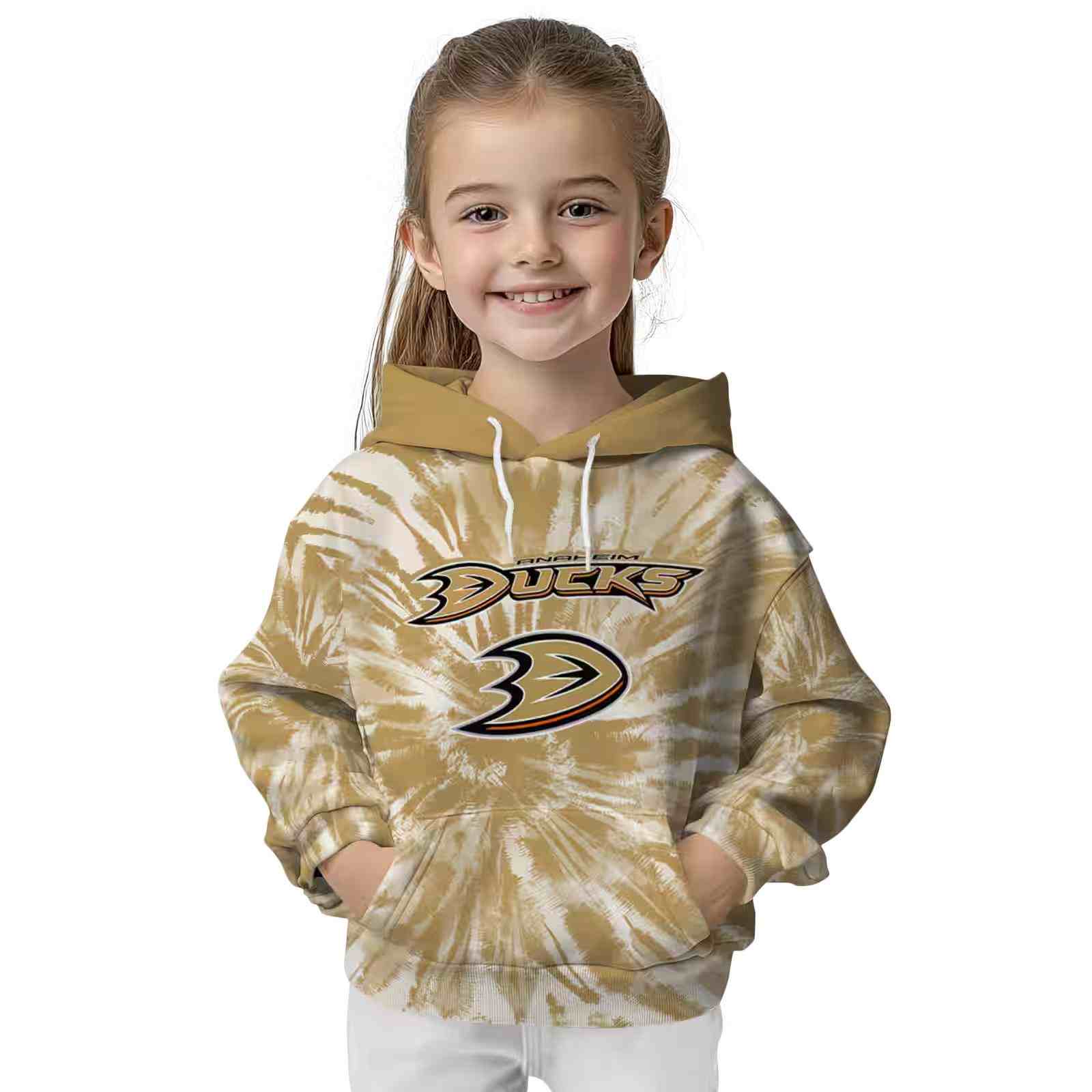 anaheim ducks tie dye pattern gold hoodie top rated