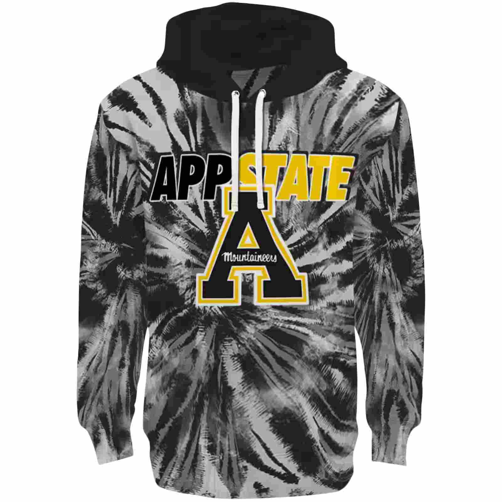 Appalachian State Mountaineers Tie Dye Pattern Black Hoodie