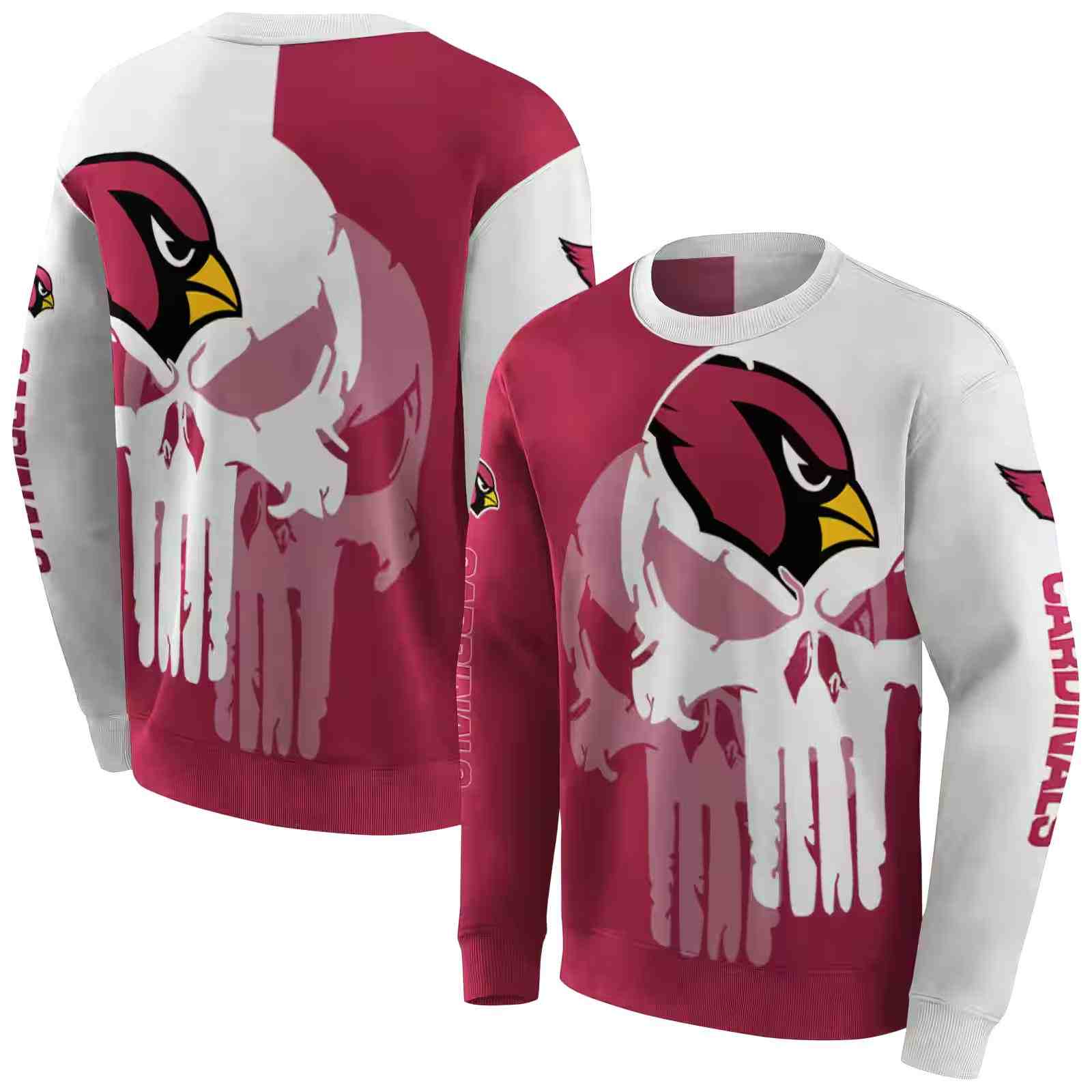 arizona cardinals graphic punisher red white hoodie premium grade