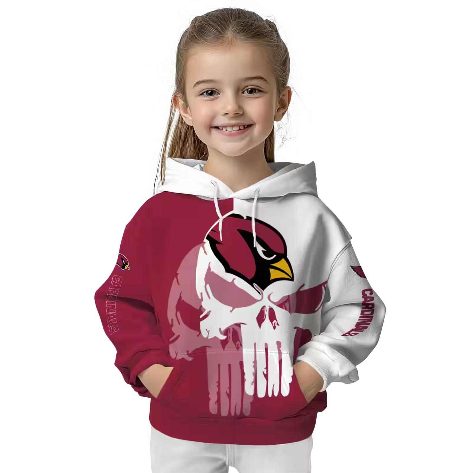 arizona cardinals graphic punisher red white hoodie top rated