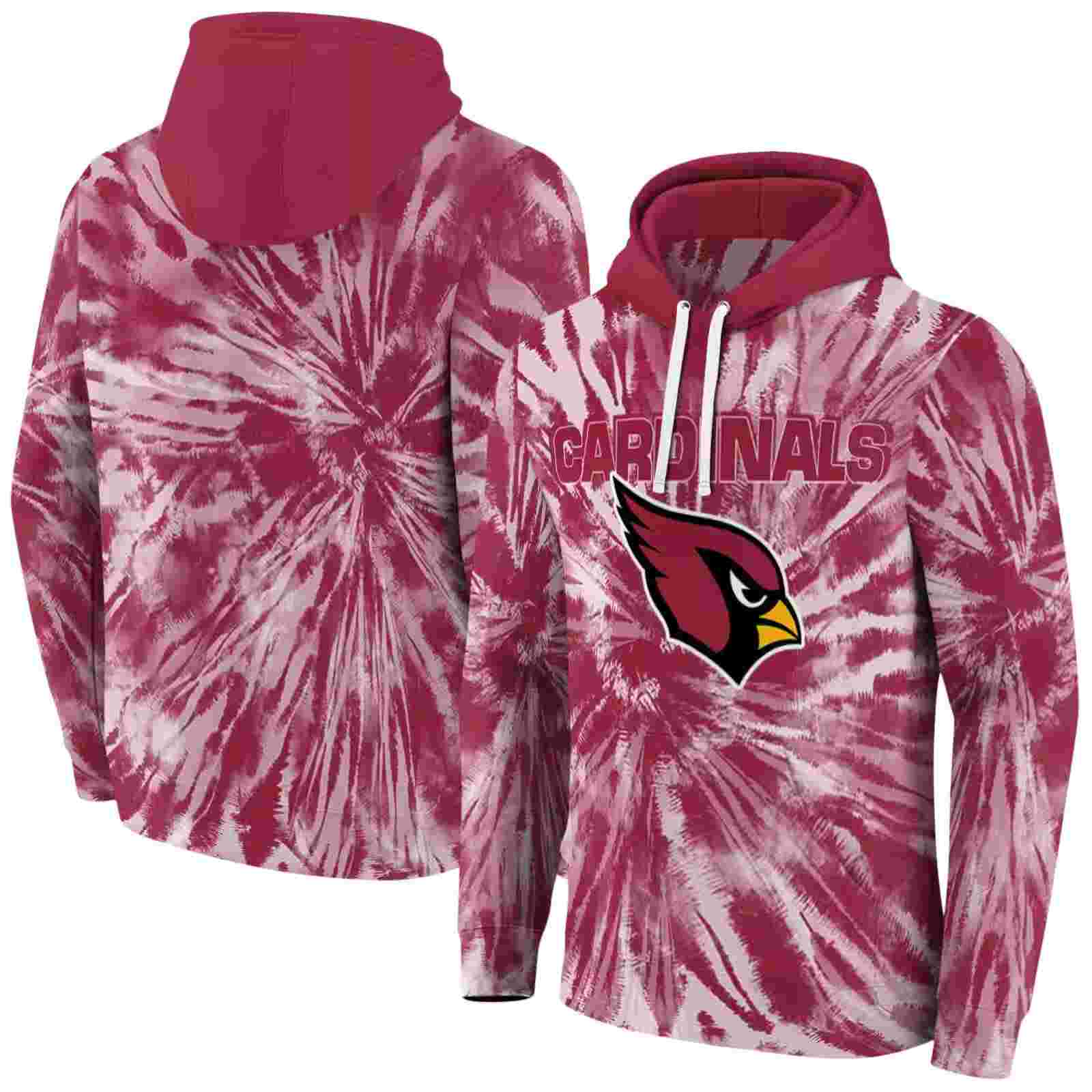 arizona cardinals tie dye pattern red hoodie fashion forward