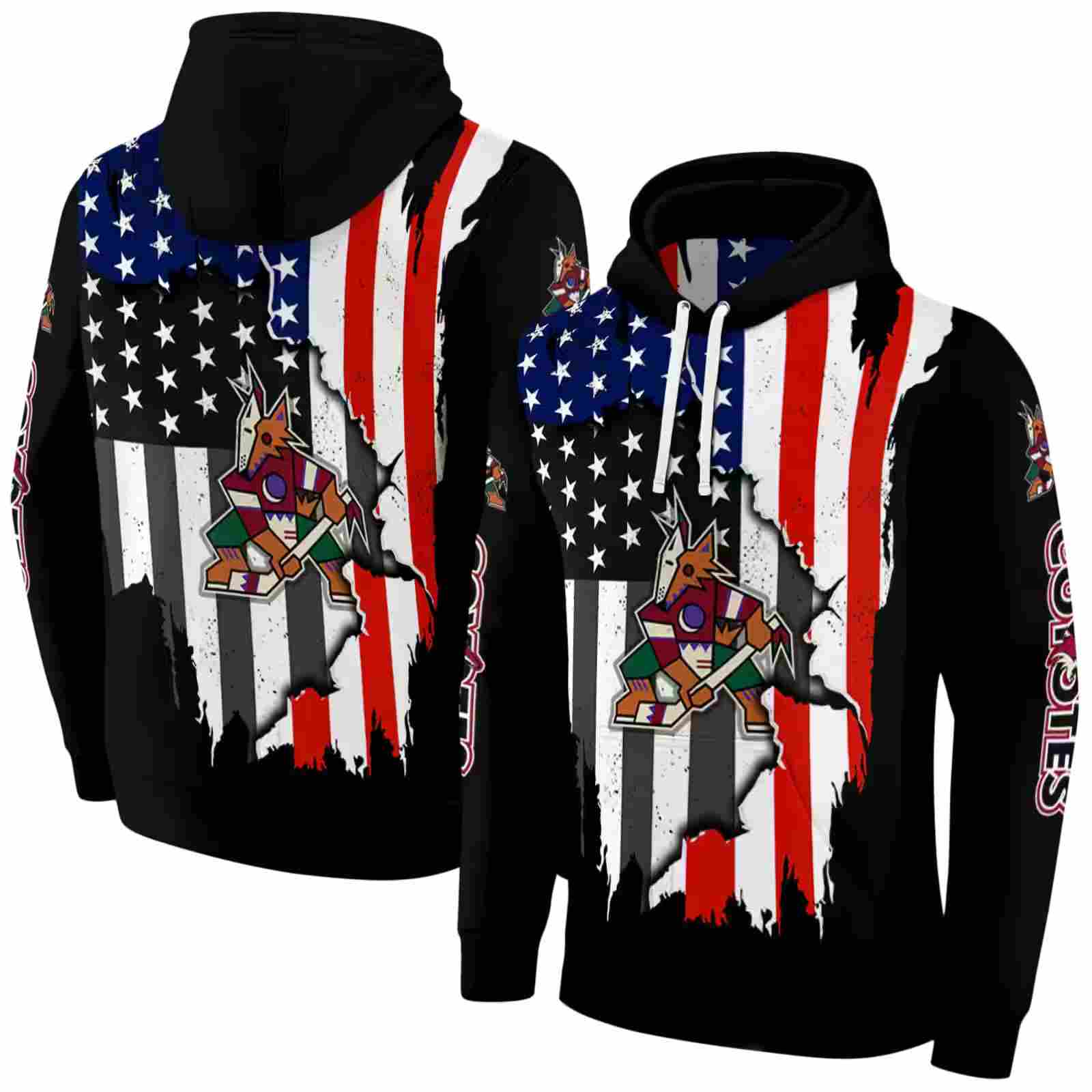 arizona coyotes american pride black hoodie fashion forward