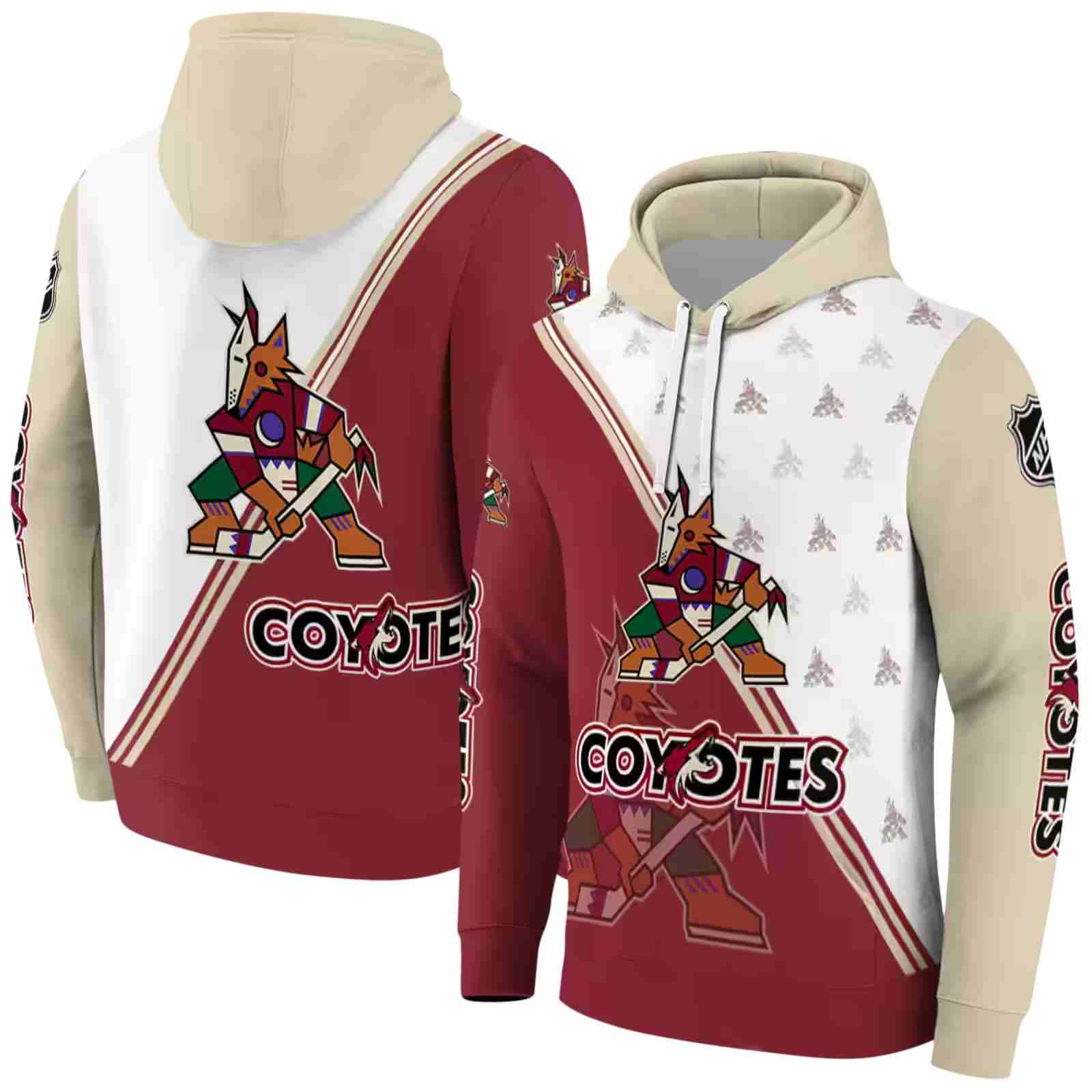 arizona coyotes diagonal stripe red white hoodie fashion forward