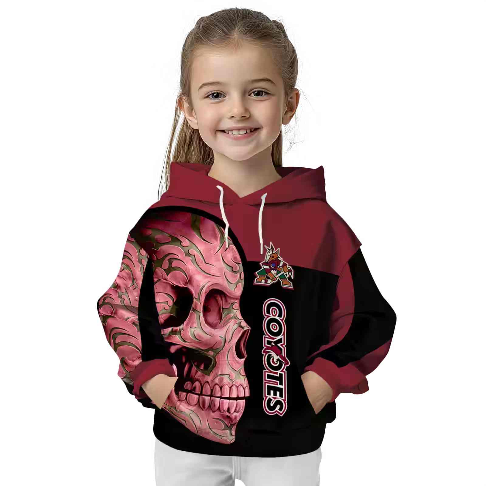 arizona coyotes skull motif red black hoodie top rated