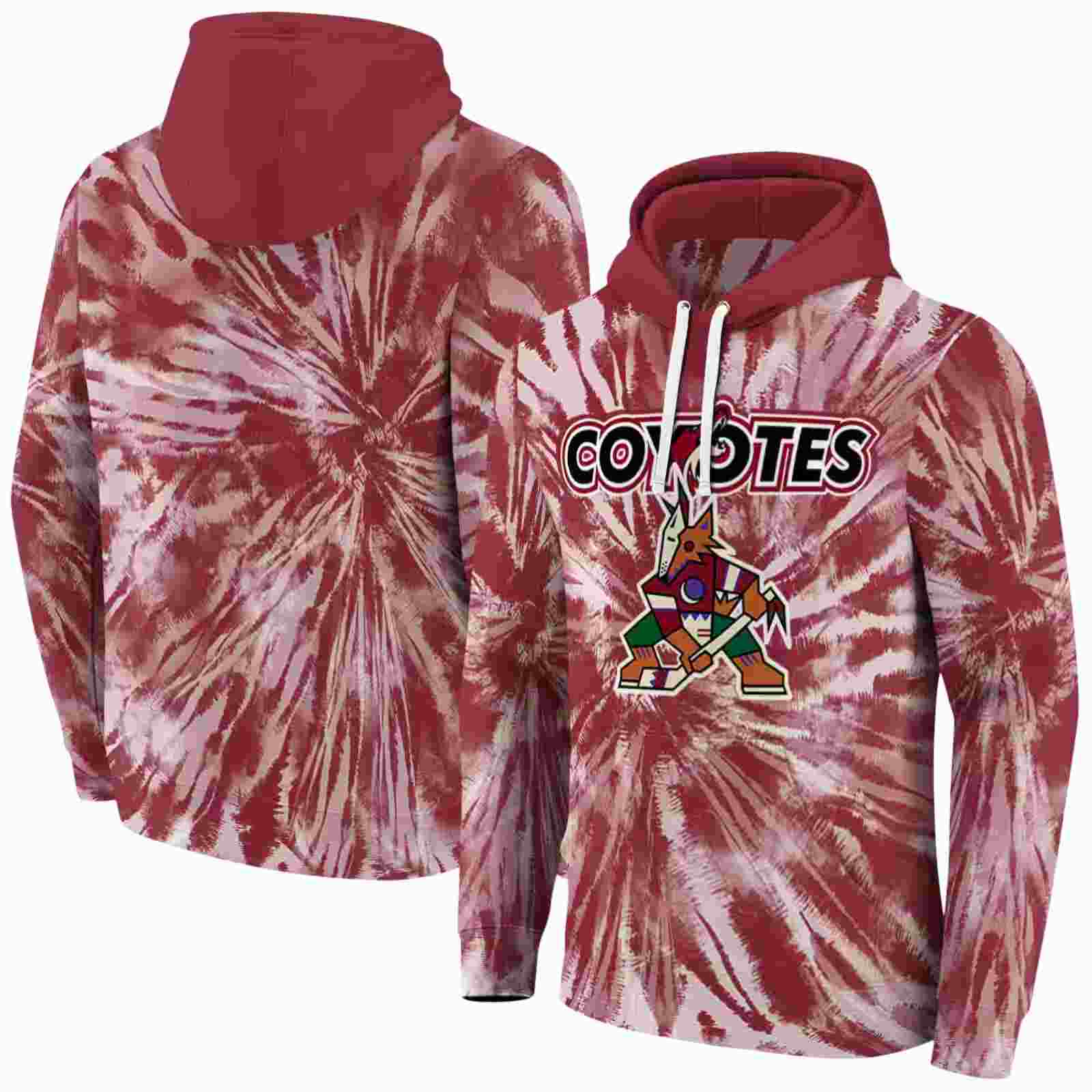 arizona coyotes tie dye pattern red hoodie fashion forward