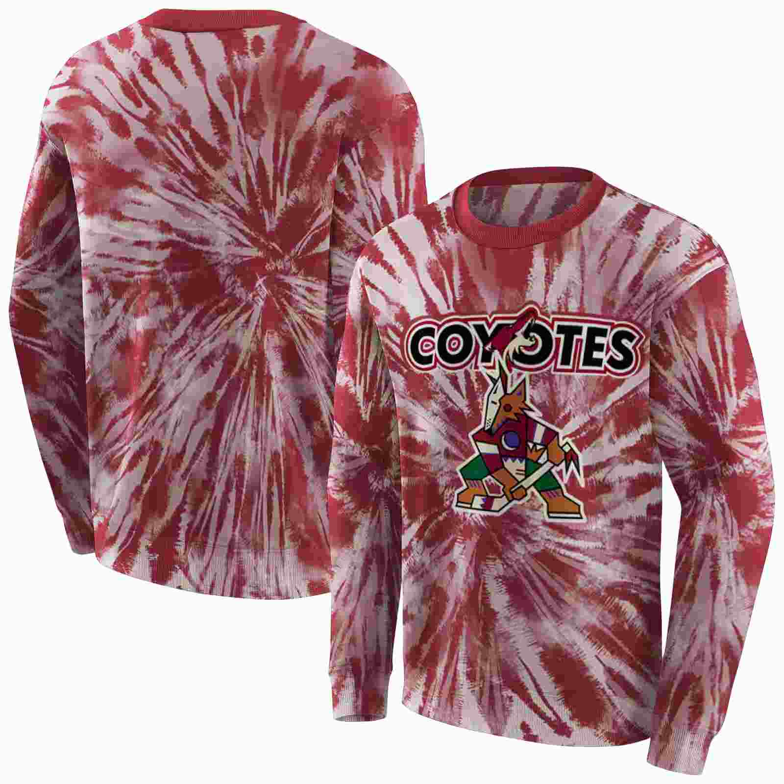 arizona coyotes tie dye pattern red hoodie premium grade