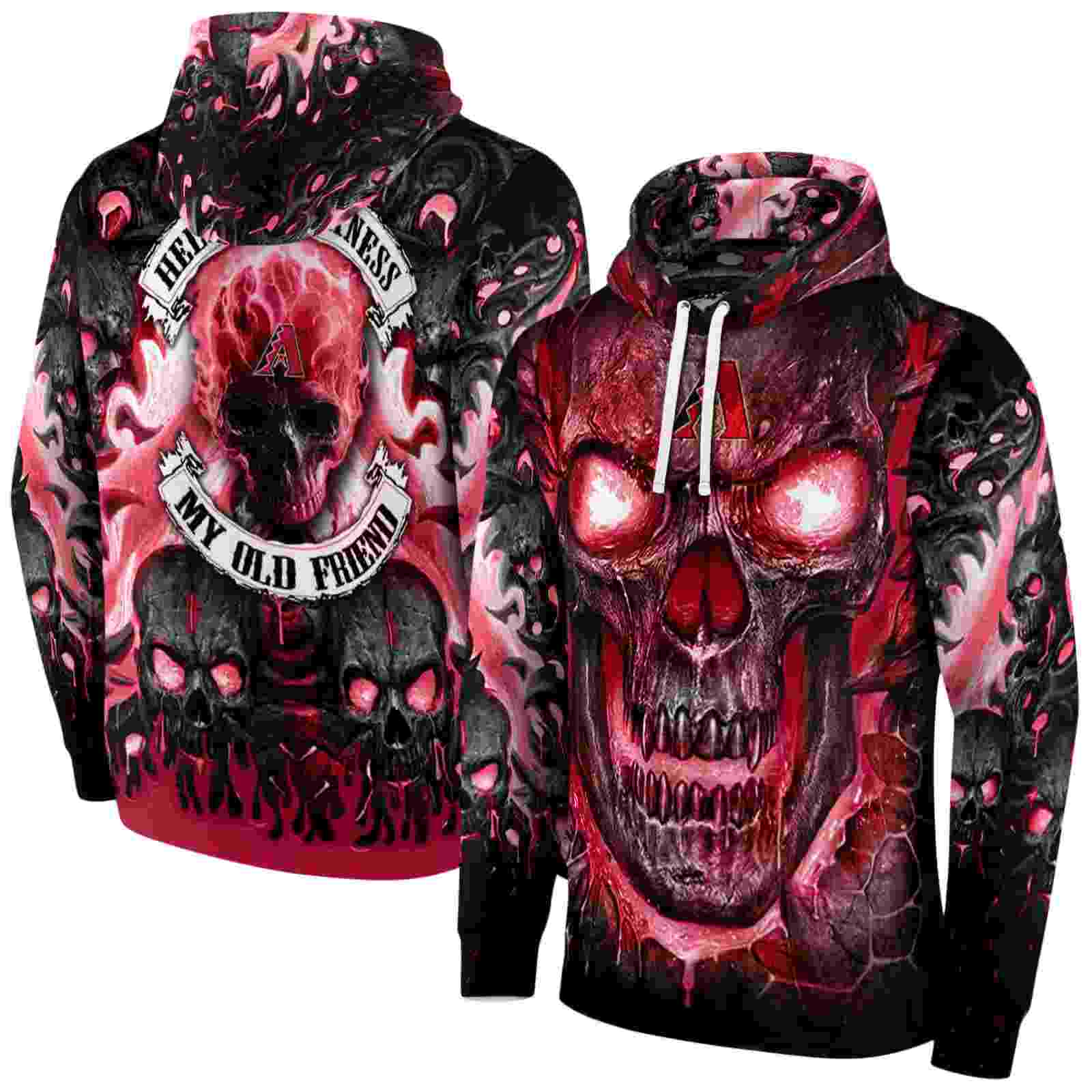 arizona diamondbacks demonic skull red black hoodie fashion forward