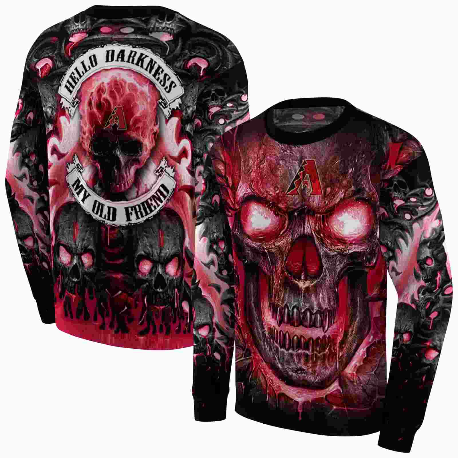 arizona diamondbacks demonic skull red black hoodie premium grade