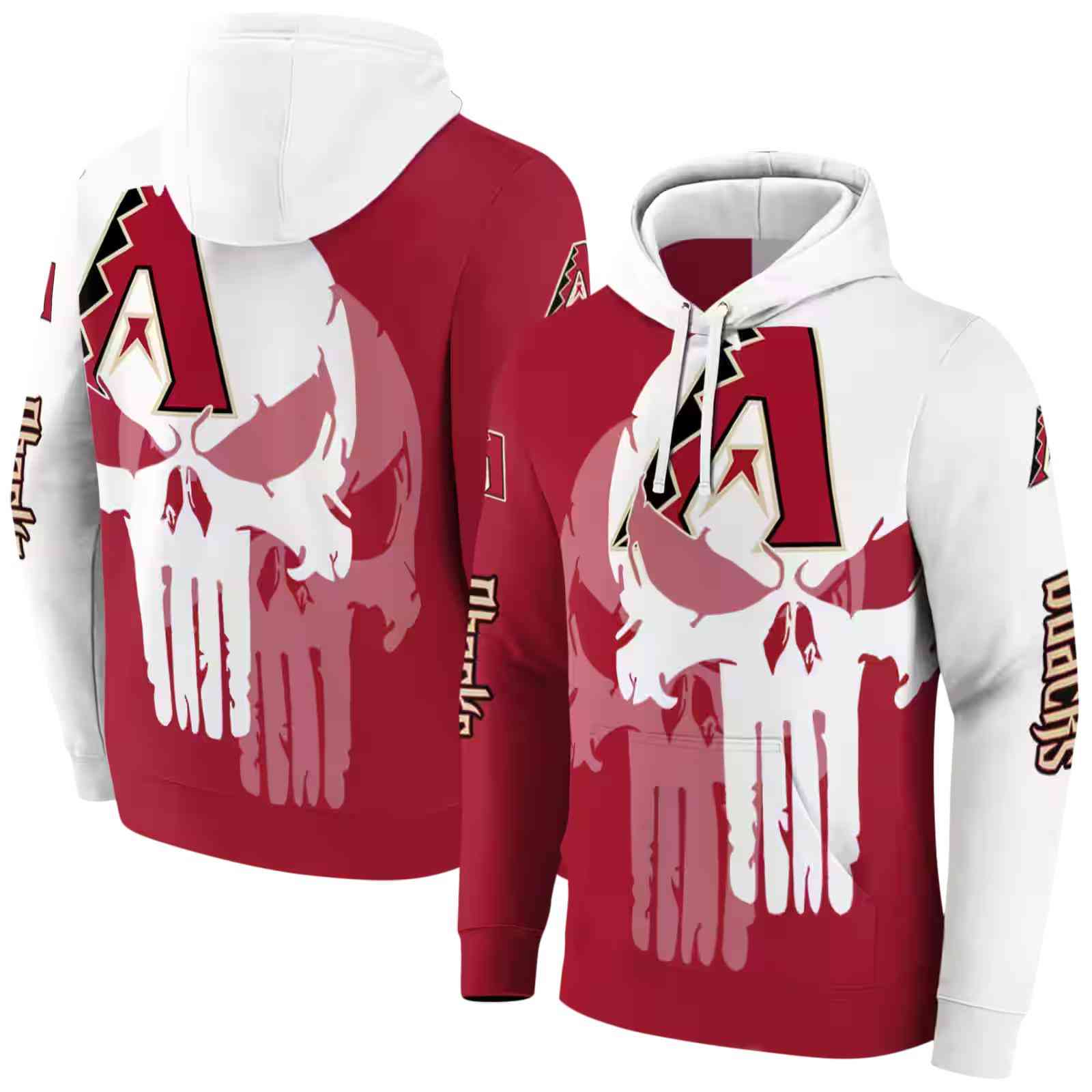 arizona diamondbacks graphic punisher red white hoodie fashion forward