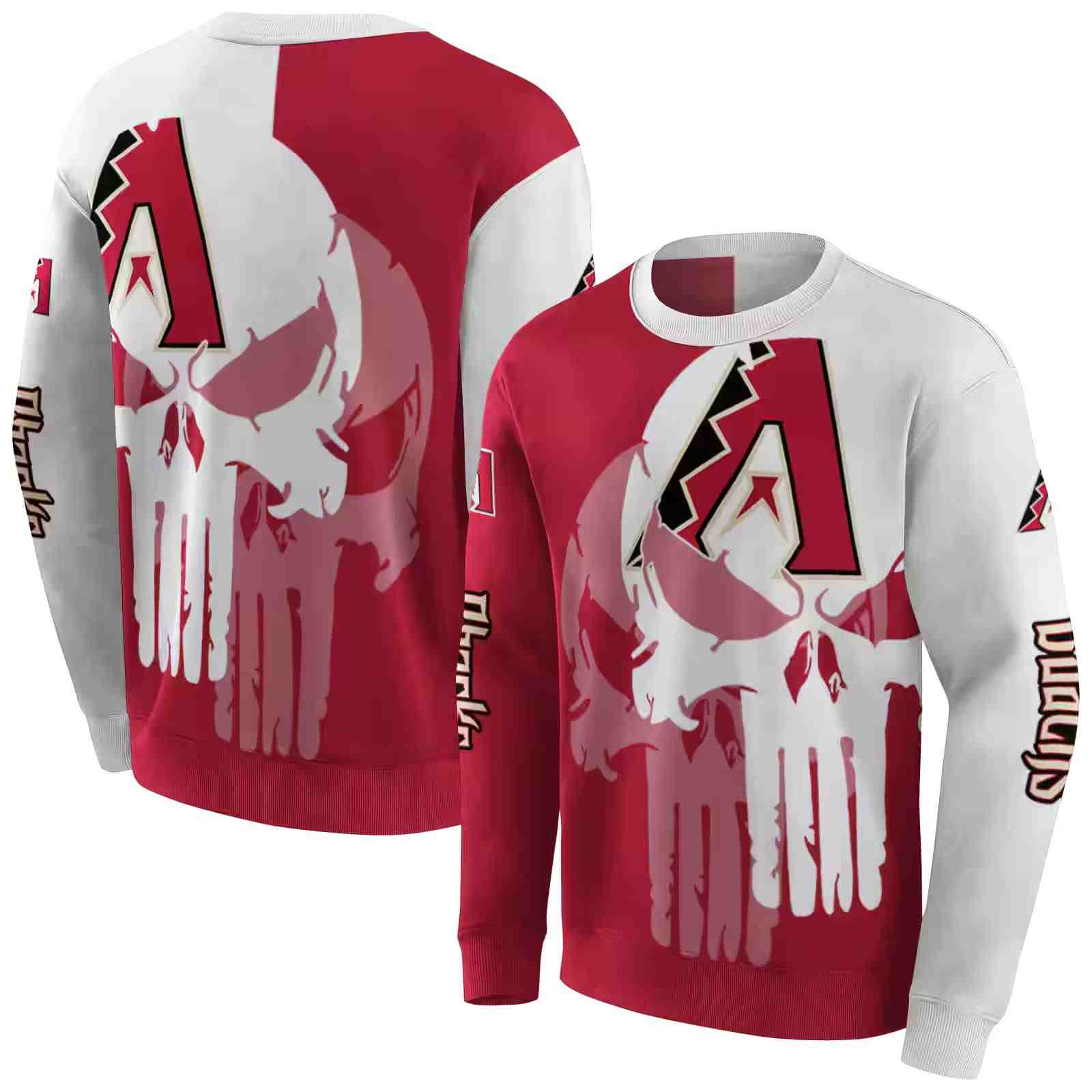 arizona diamondbacks graphic punisher red white hoodie premium grade