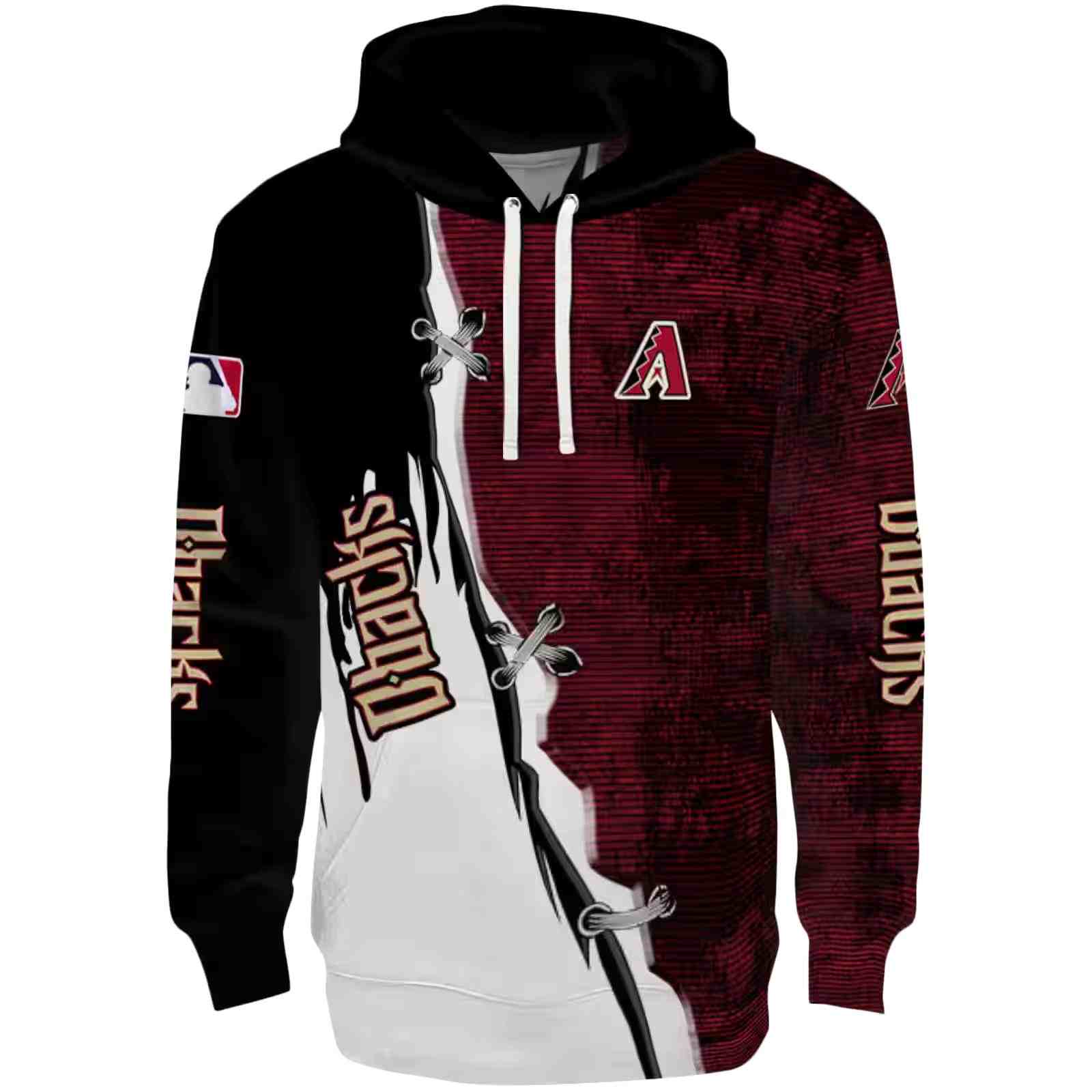 Arizona Diamondbacks Ripped Pattern Red Black White Hoodie