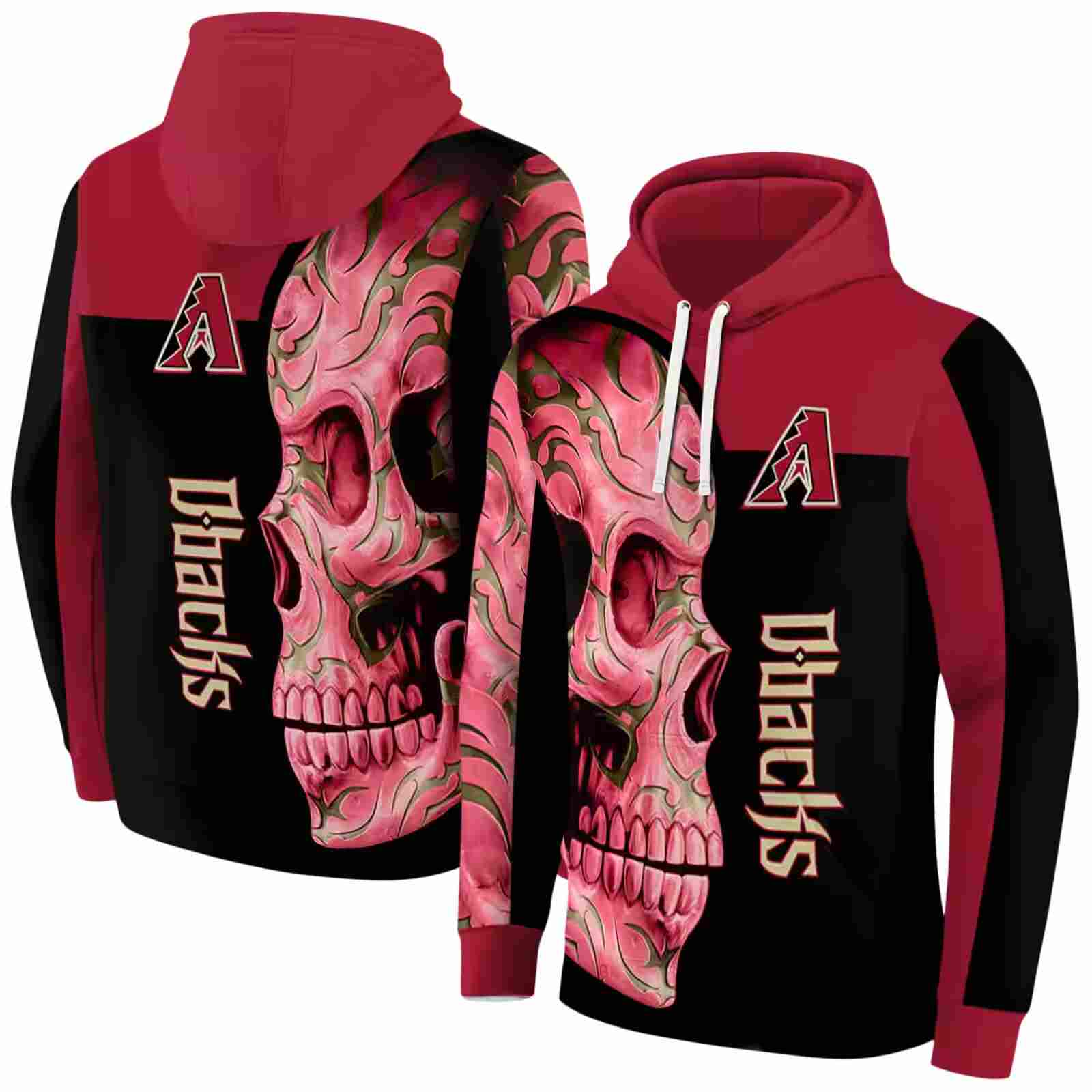 arizona diamondbacks skull motif red black hoodie fashion forward