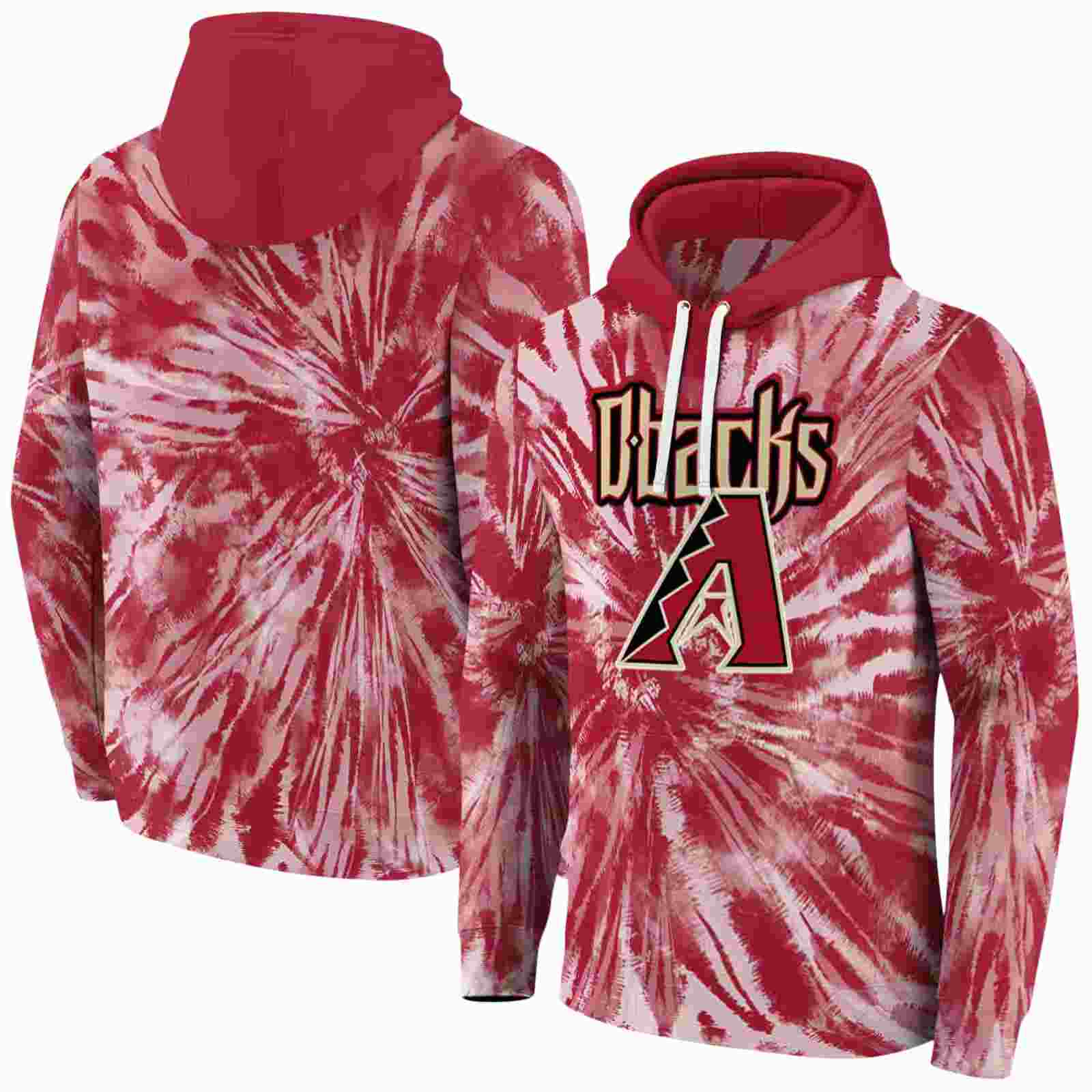 arizona diamondbacks tie dye pattern red hoodie fashion forward