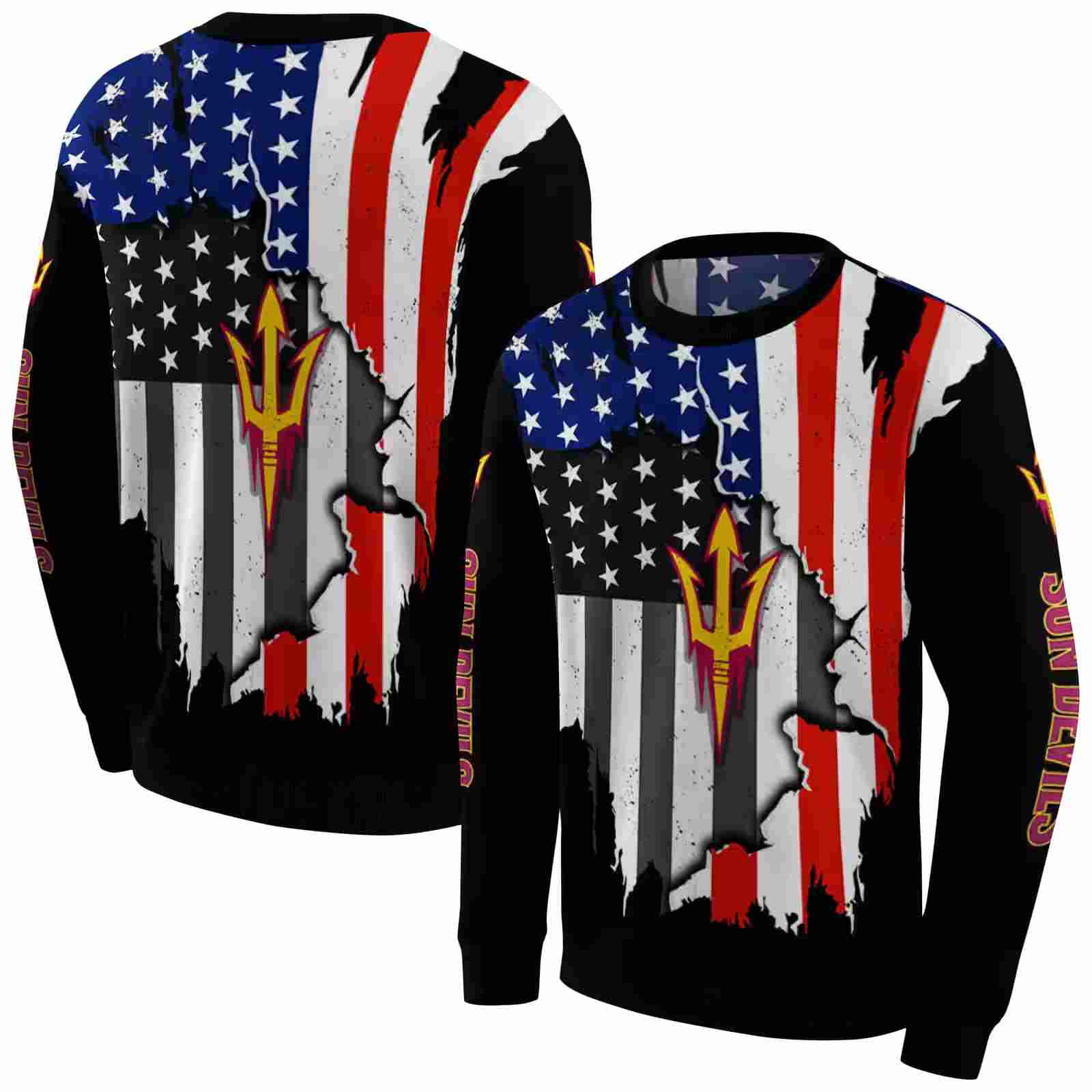 arizona state sun devils american pride black hoodie premium grade