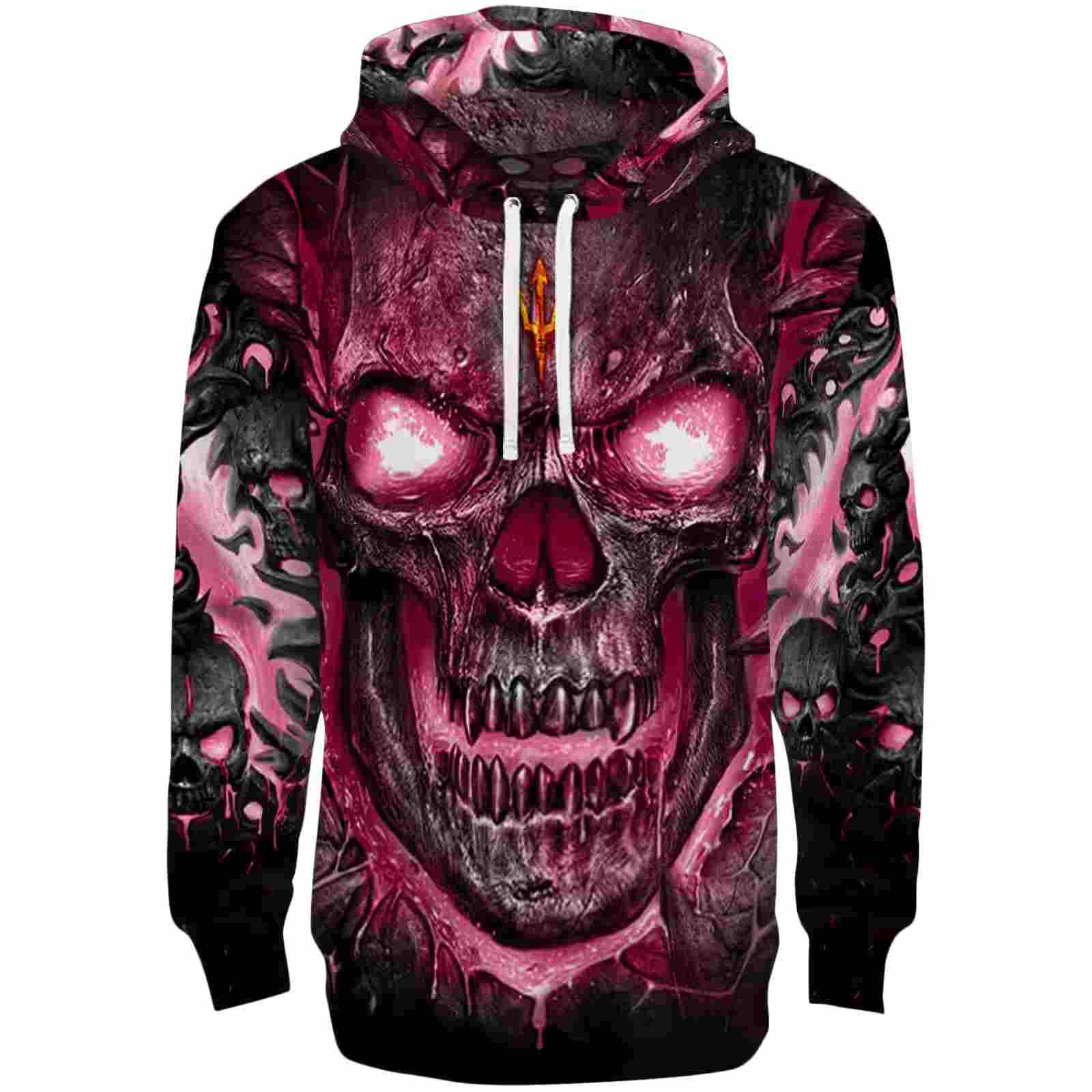 Arizona State Sun Devils Demonic Skull Maroon Black Hoodie