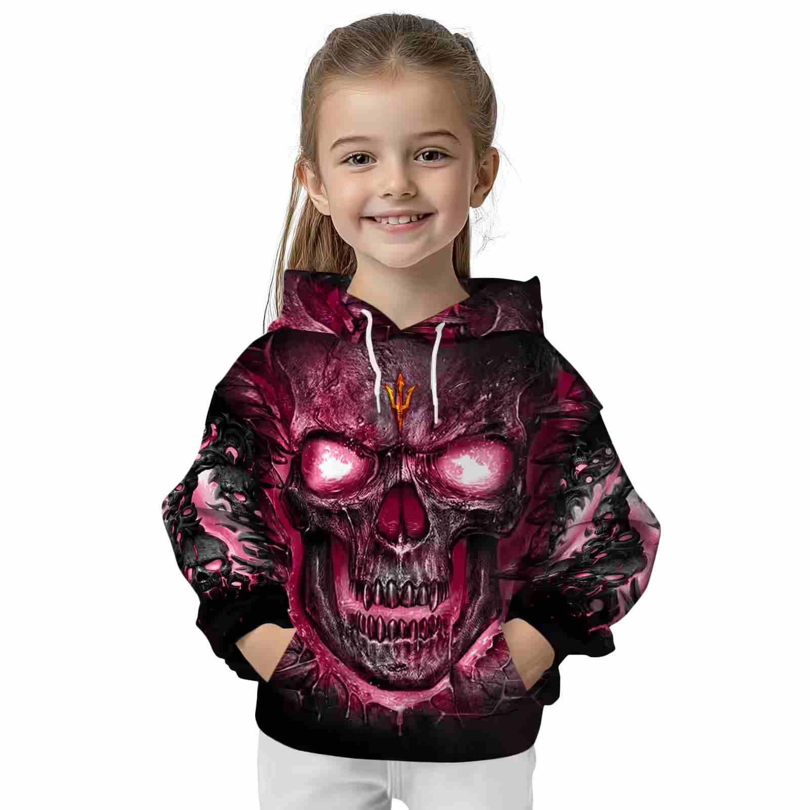 arizona state sun devils demonic skull maroon black hoodie top rated