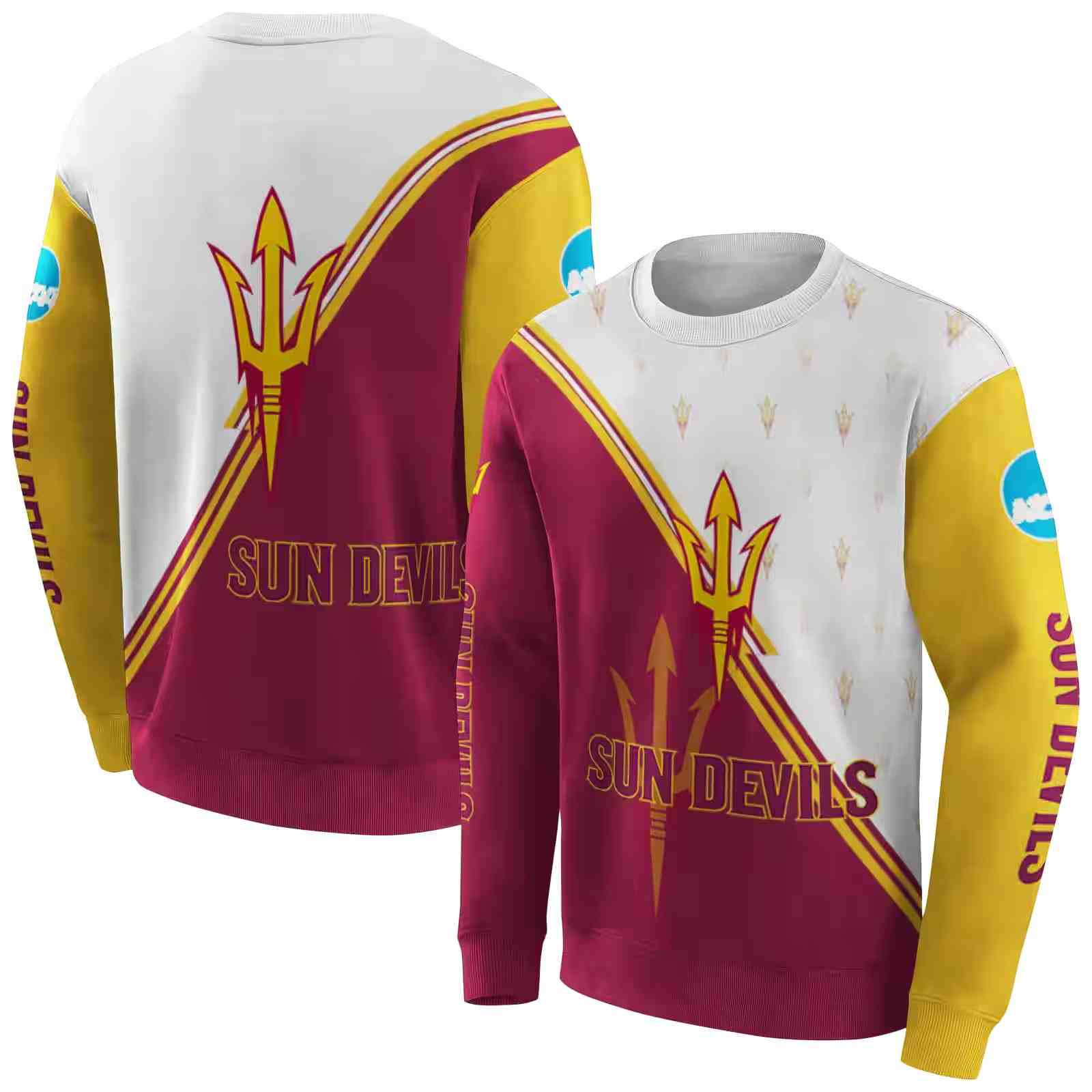 arizona state sun devils diagonal stripe maroon white hoodie premium grade