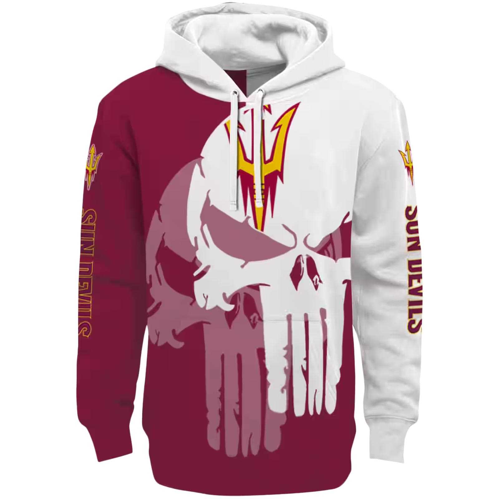 Arizona State Sun Devils Graphic Punisher Maroon White Hoodie