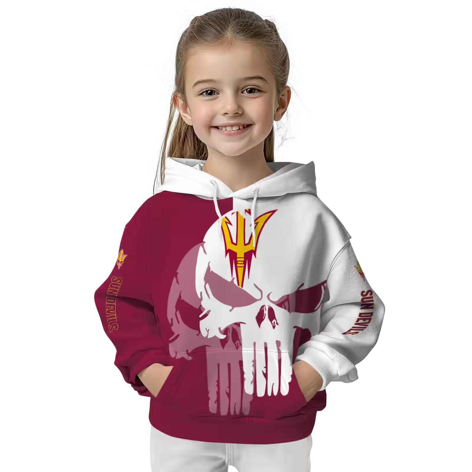 arizona state sun devils graphic punisher maroon white hoodie top rated