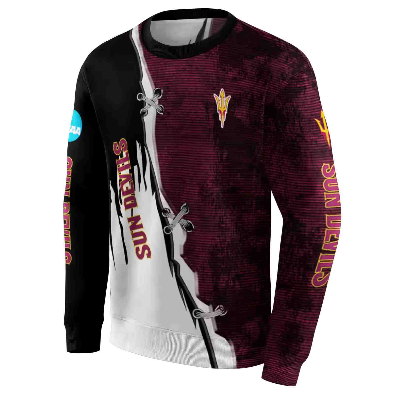 arizona state sun devils ripped pattern maroon black white hoodie new arrival