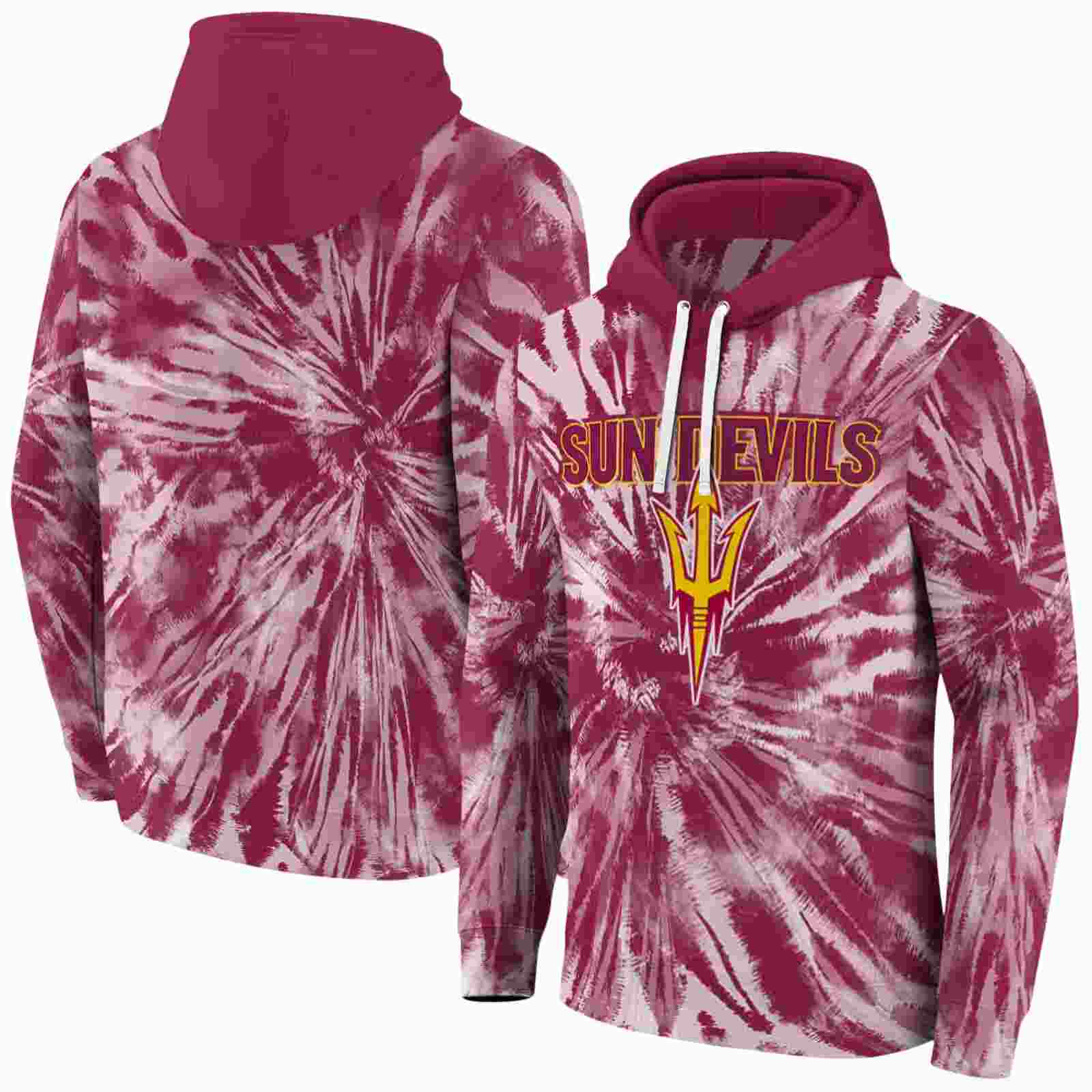 arizona state sun devils tie dye pattern maroon hoodie fashion forward