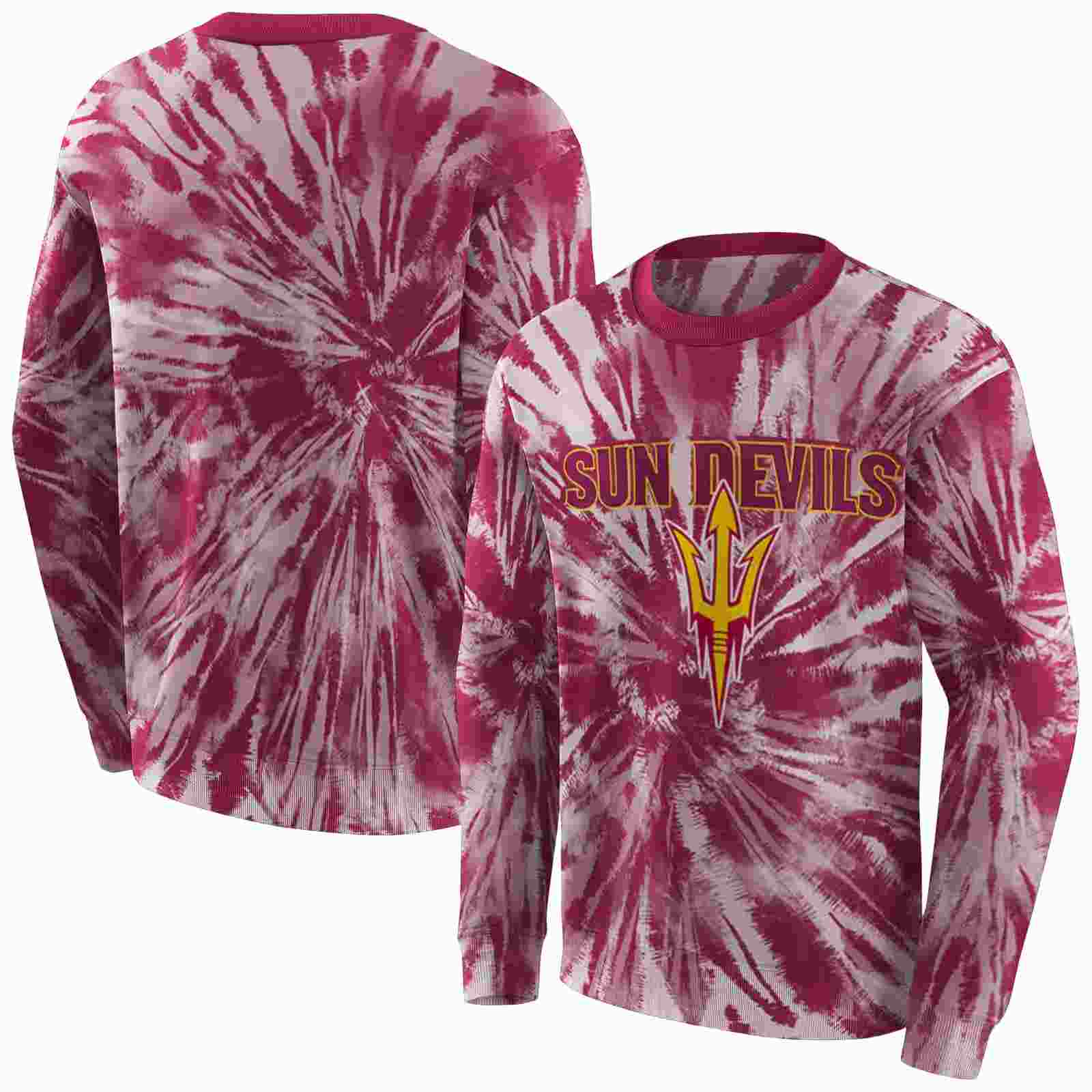 arizona state sun devils tie dye pattern maroon hoodie premium grade