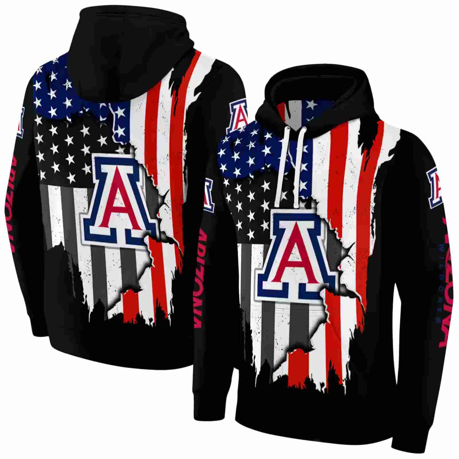 arizona wildcats american pride black hoodie fashion forward