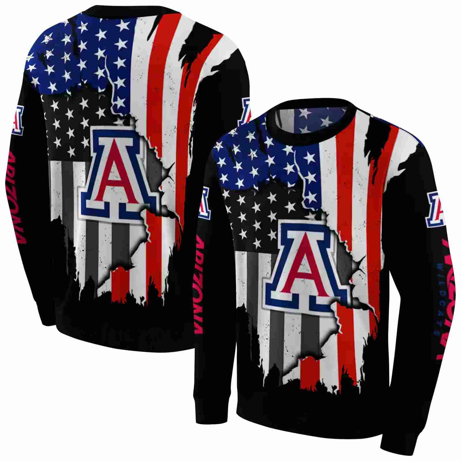 arizona wildcats american pride black hoodie premium grade