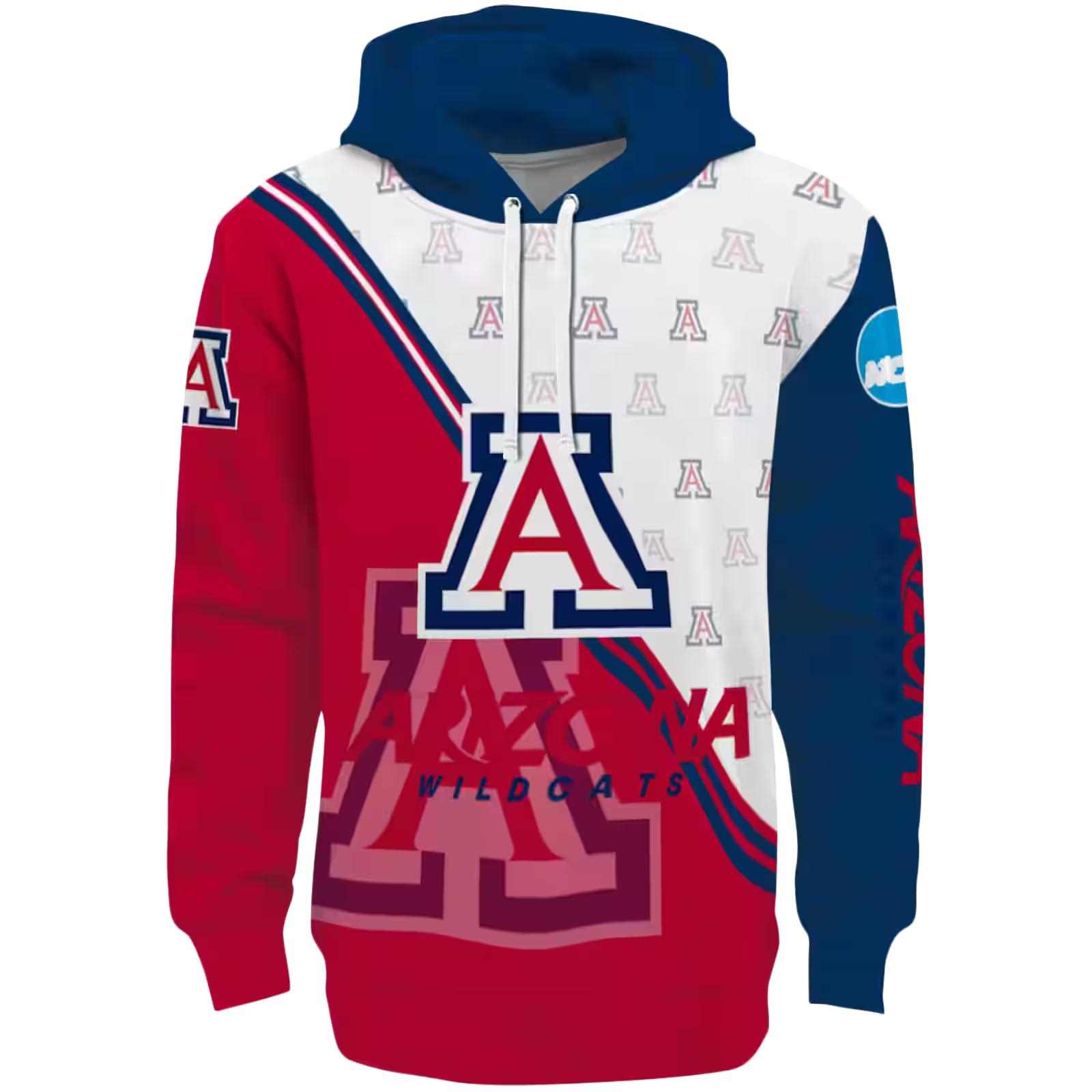 Arizona Wildcats Diagonal Stripe Red White Hoodie