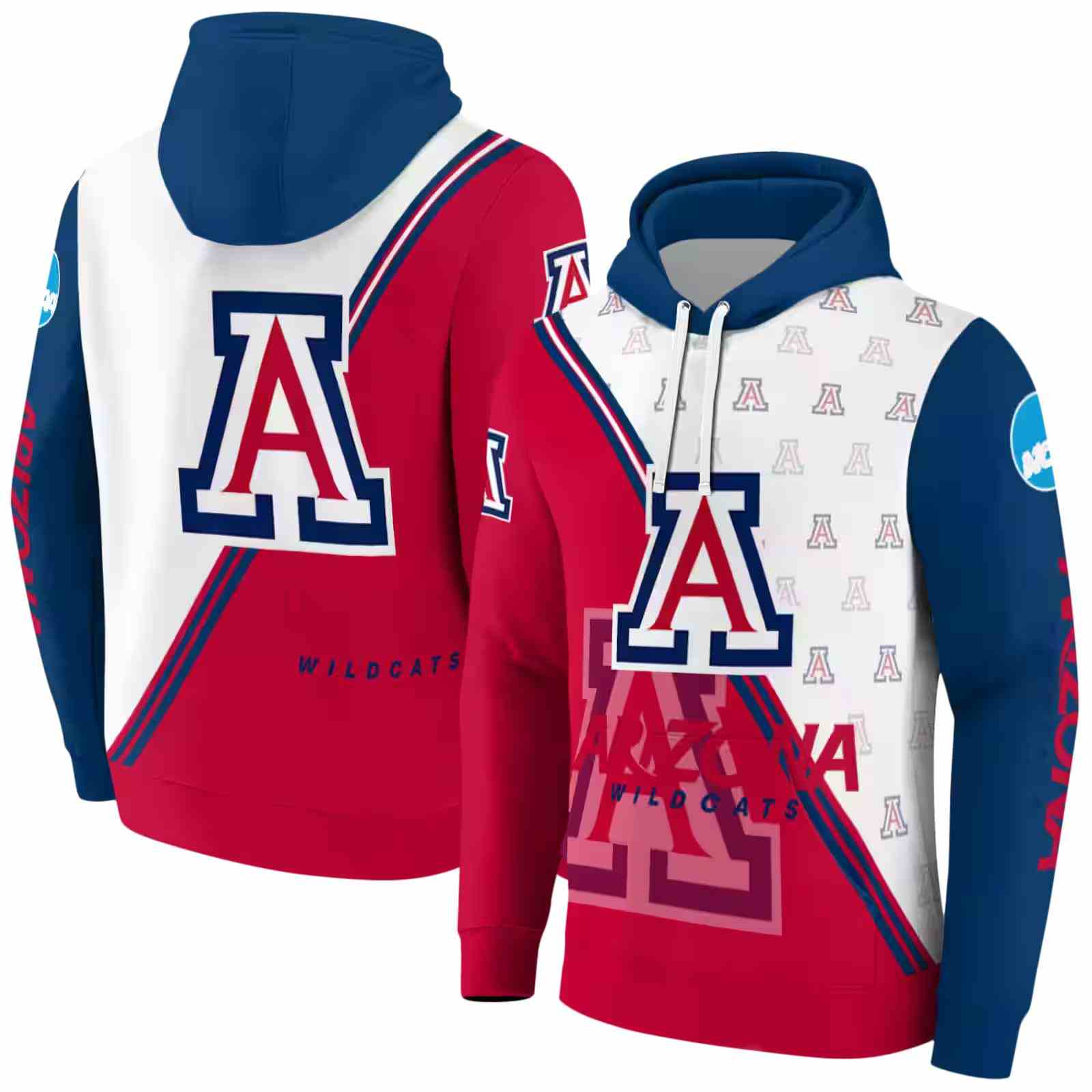 arizona wildcats diagonal stripe red white hoodie fashion forward